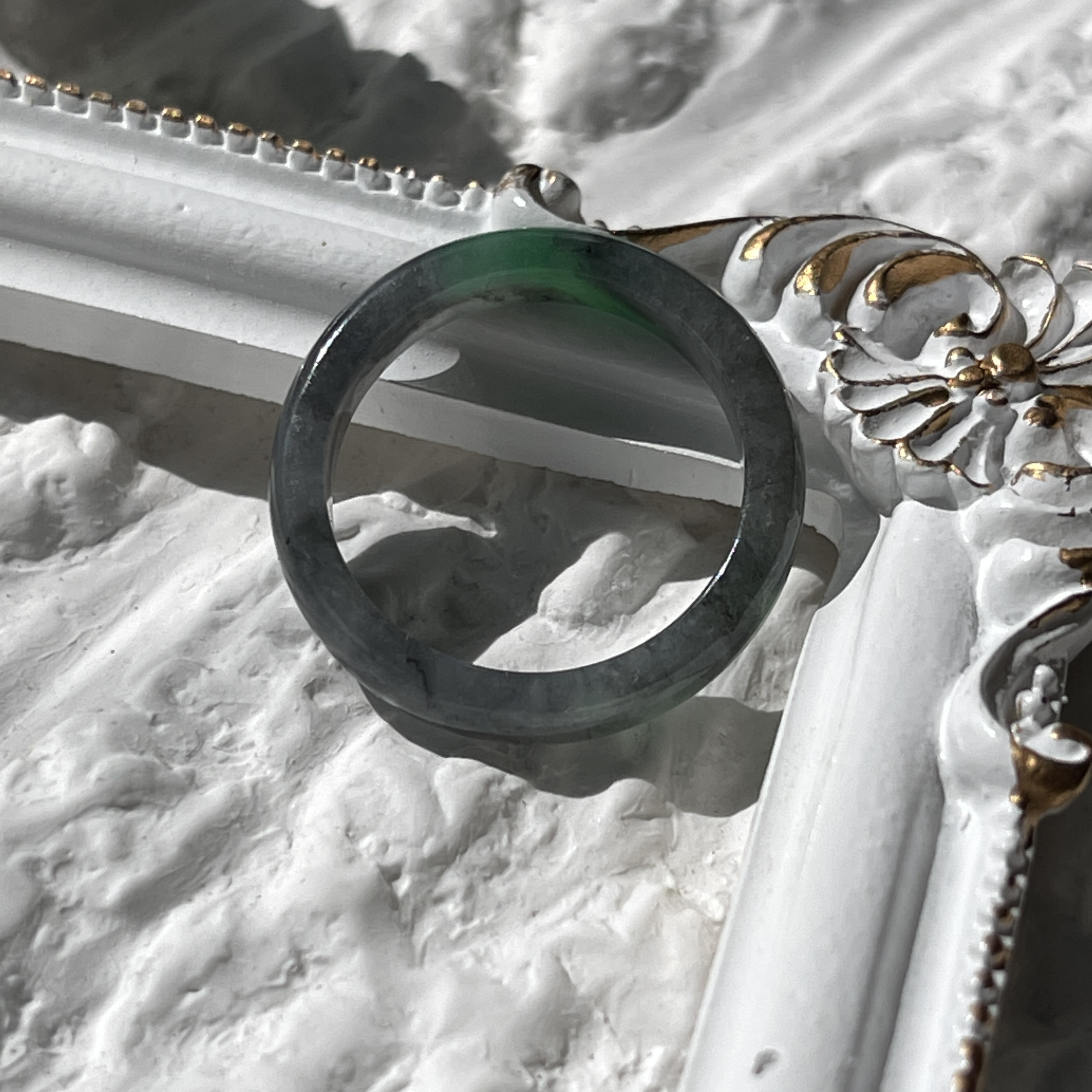 本物の Black (PJA00160) Ring Hololith Jade Wuji 工芸品