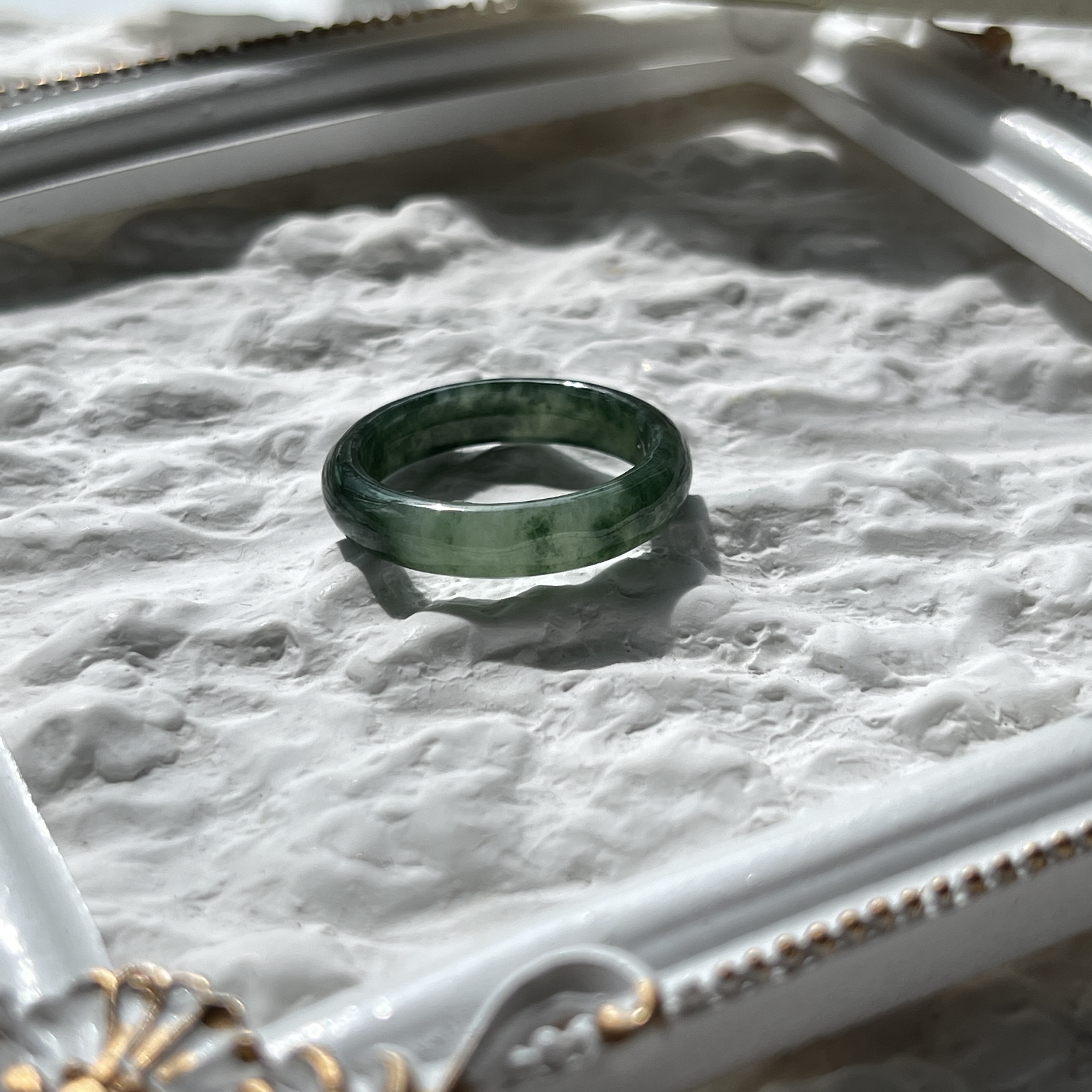 Green Jade Hololith Ring (PJA00157)