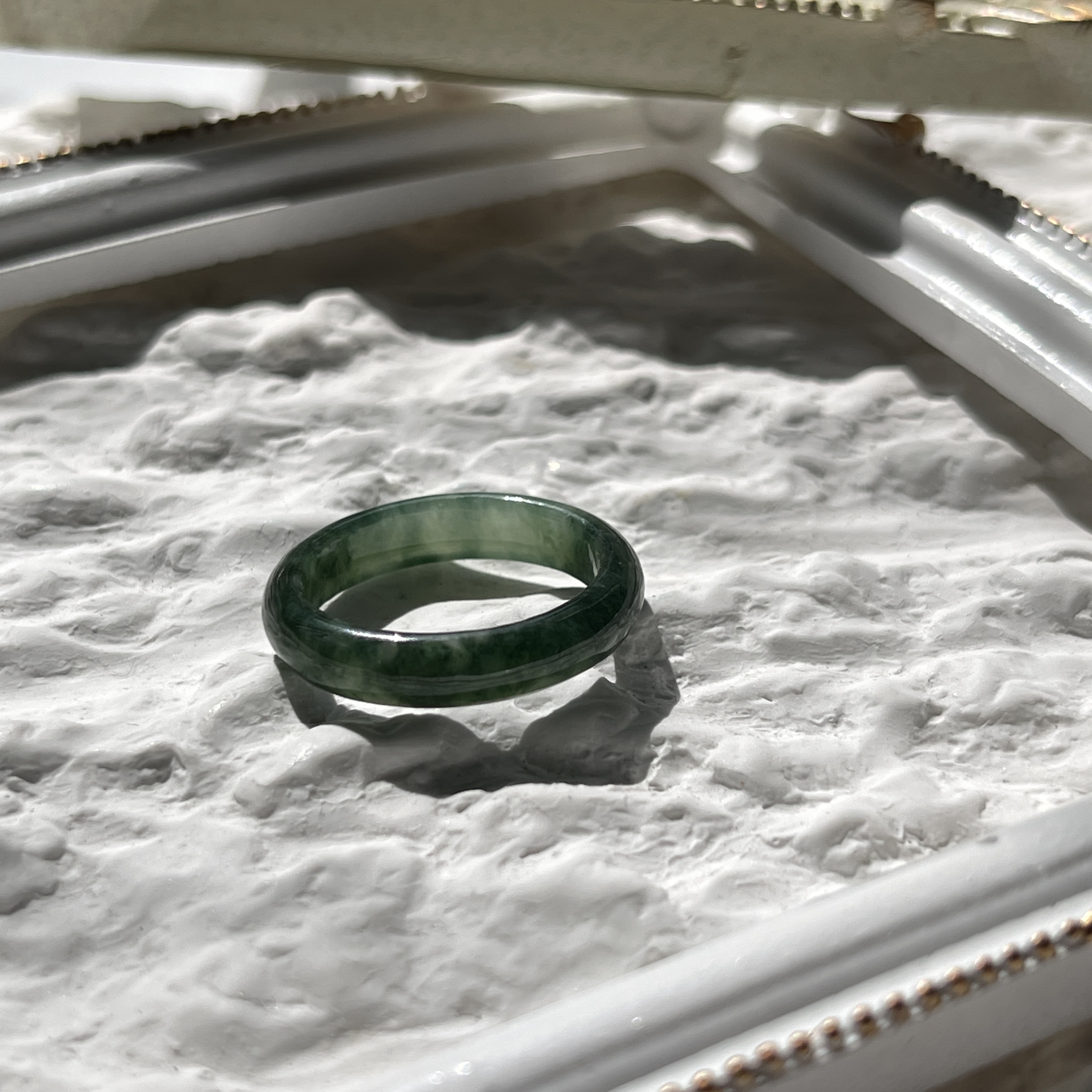 Green Jade Hololith Ring (PJA00157)