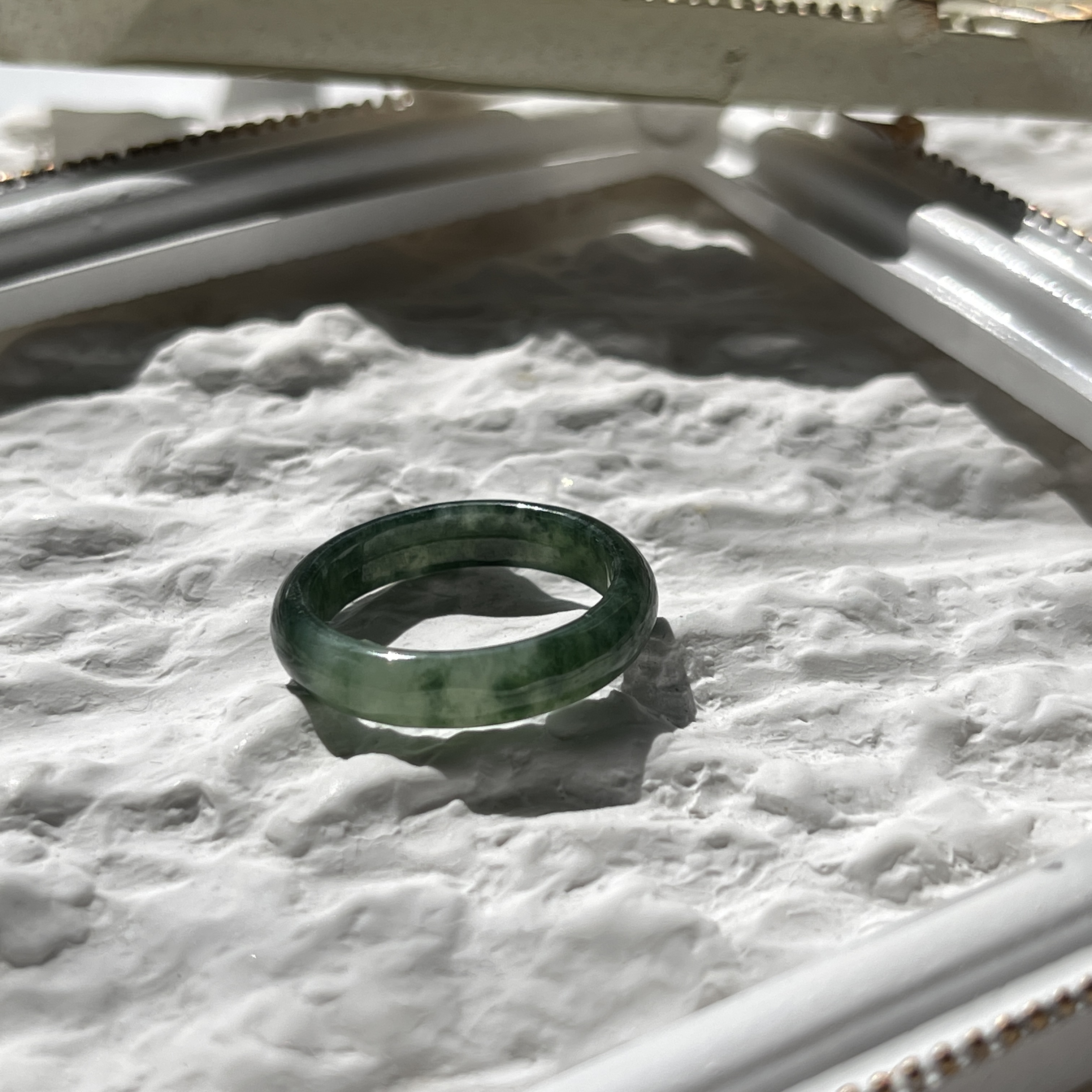 Green Jade Hololith Ring (PJA00157)