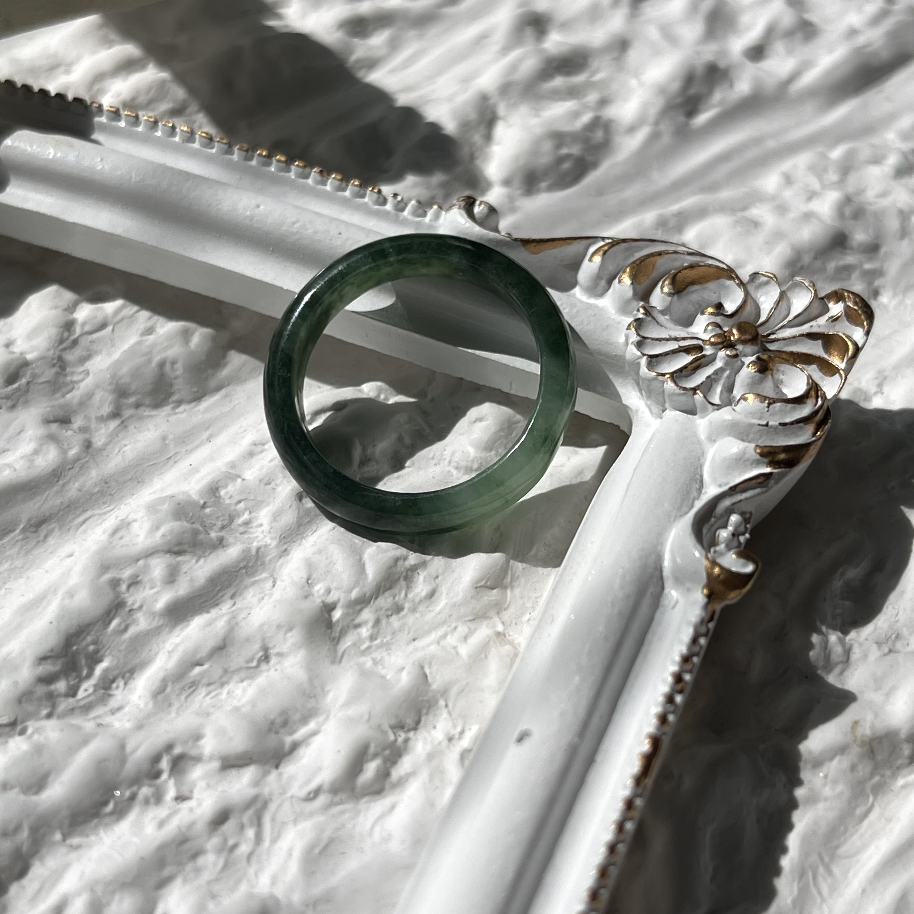 Green Jade Hololith Ring (PJA00157)
