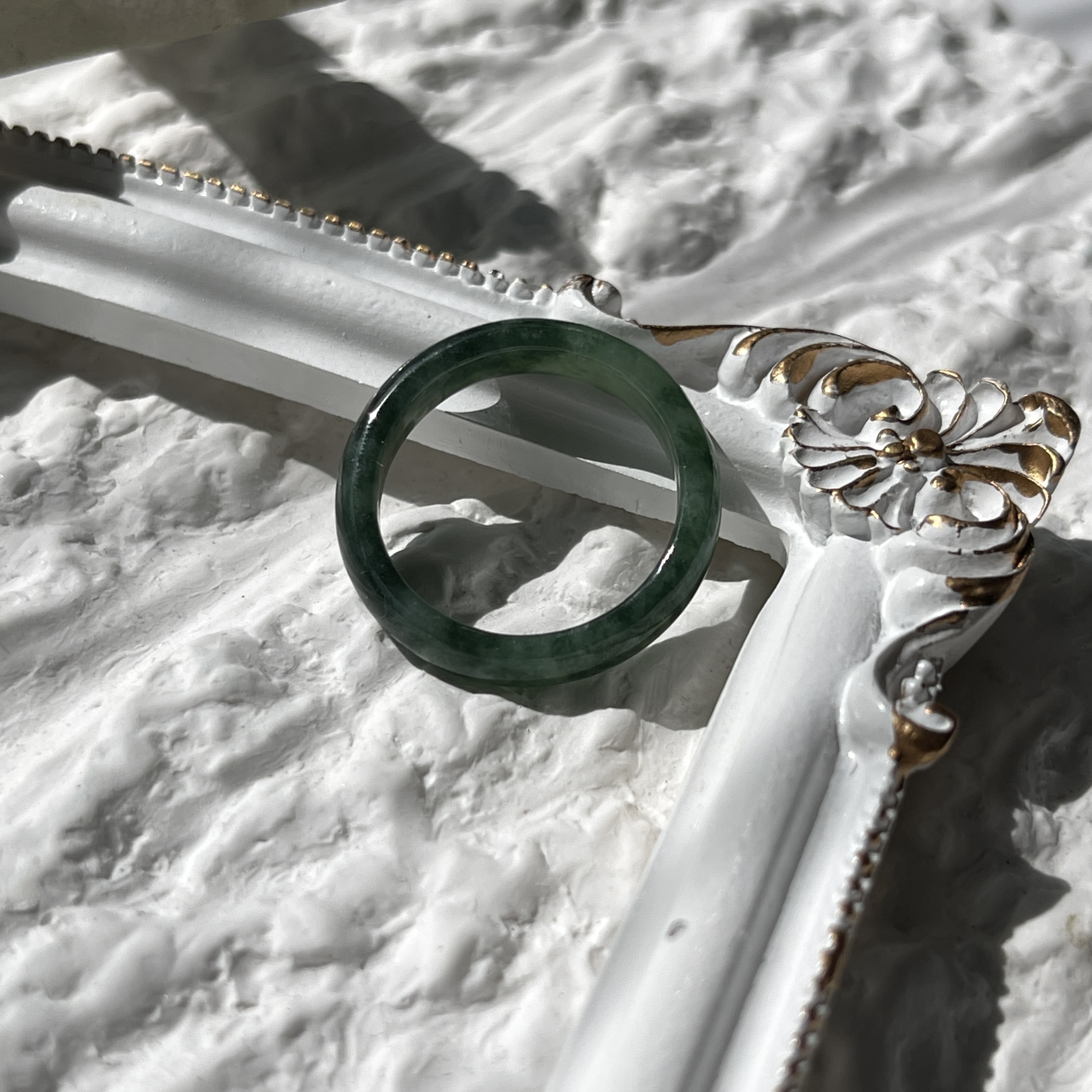 Green Jade Hololith Ring (PJA00157)