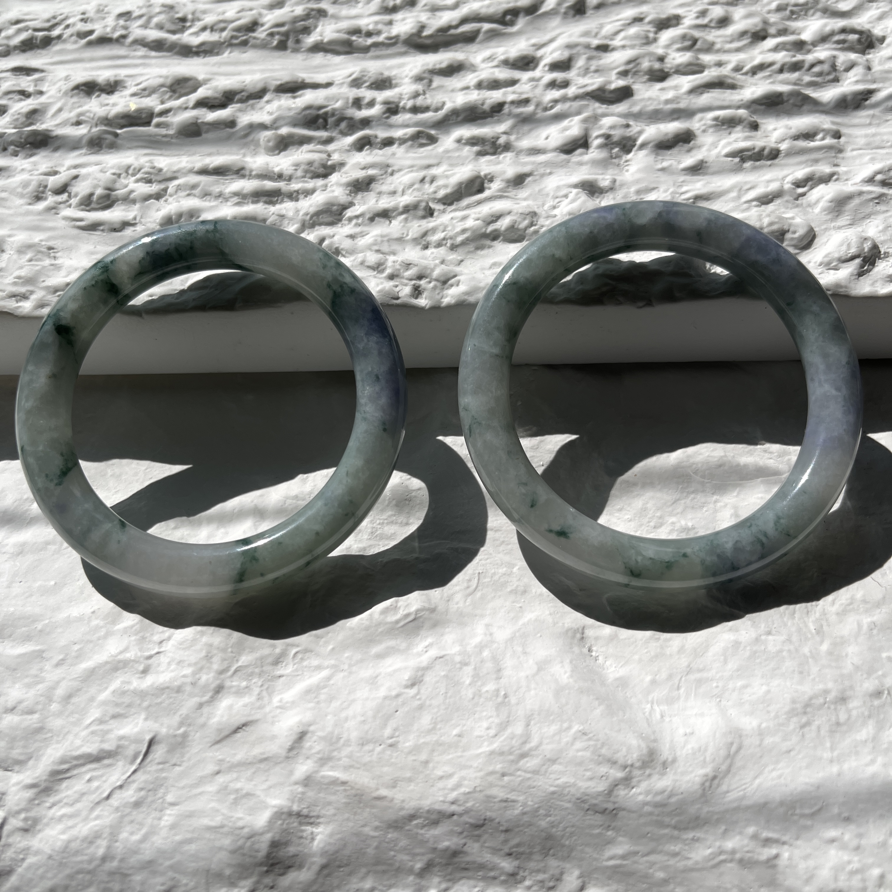 Smoky Green with Soft Violet Jade Bangle (PJA00156)