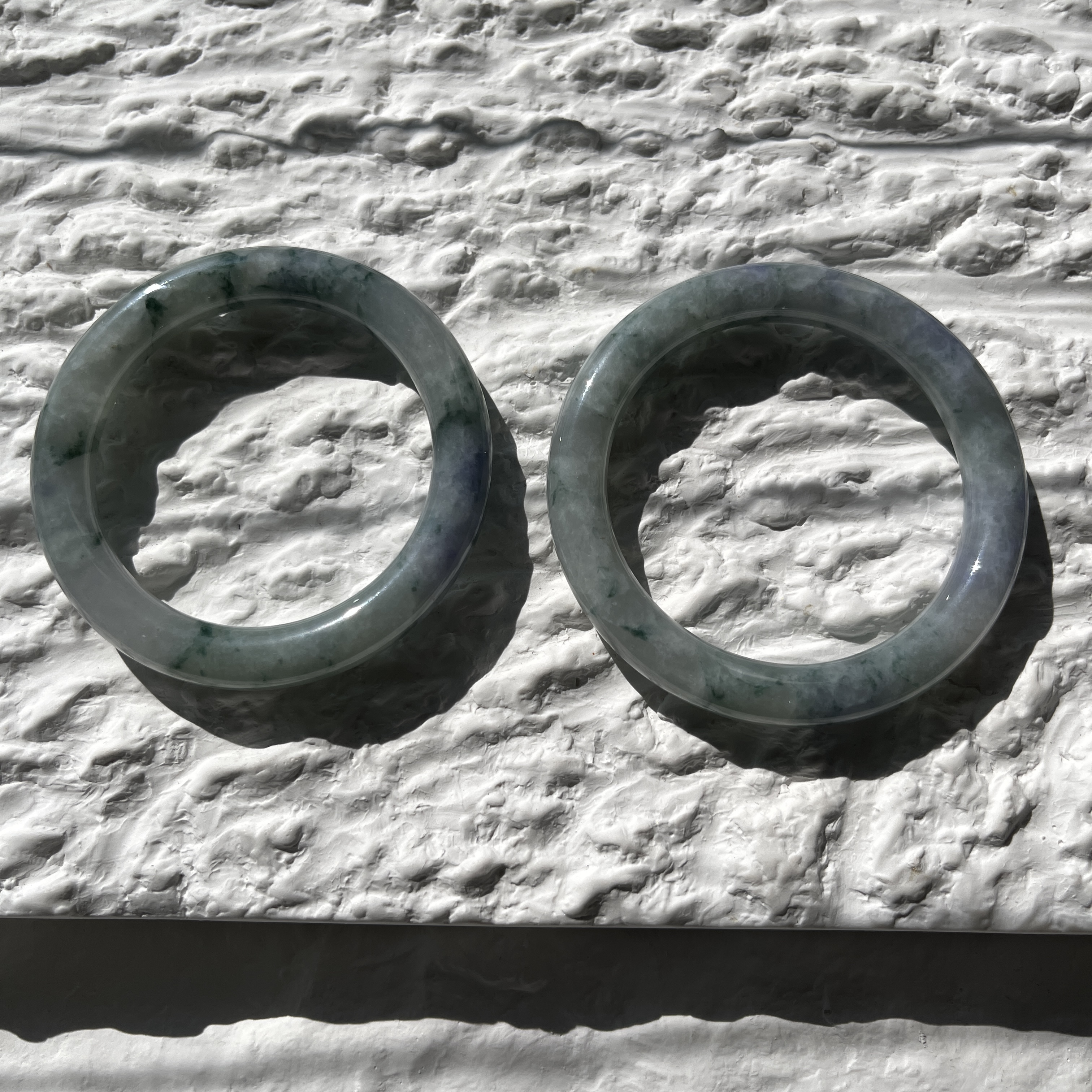 Smoky Green with Soft Violet Jade Bangle (PJA00156)