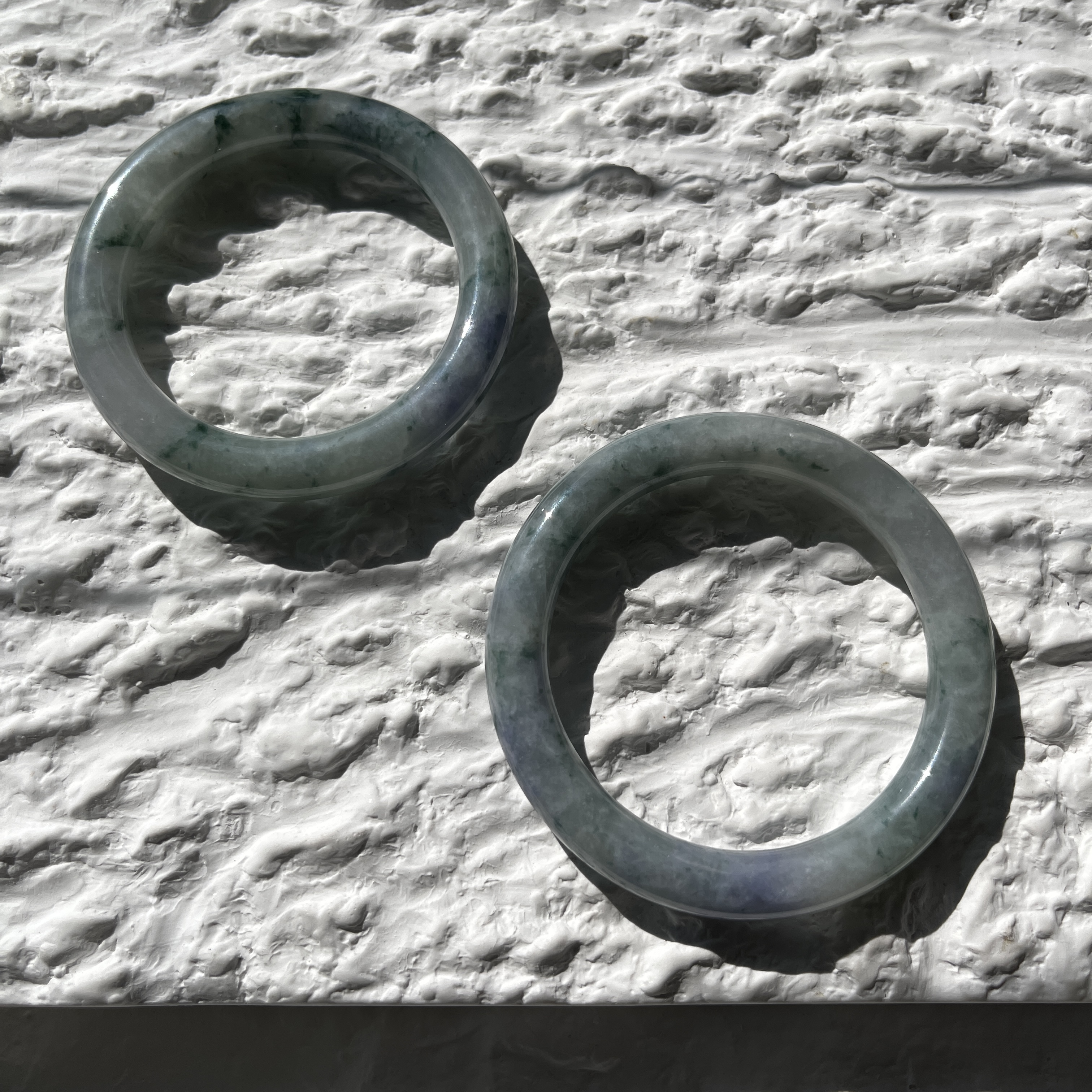 Smoky Green with Soft Violet Jade Bangle (PJA00156)