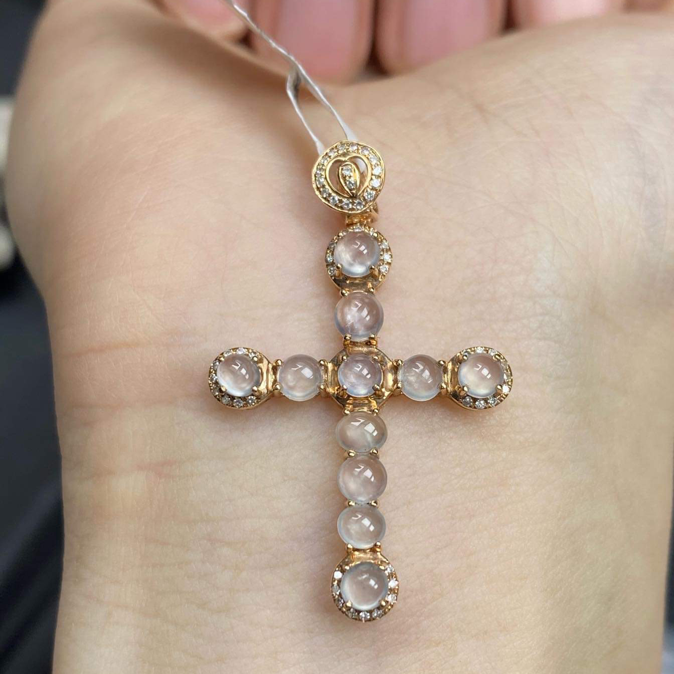 Glassy 18K RoseGold Cross Pendant (PJA00140) 