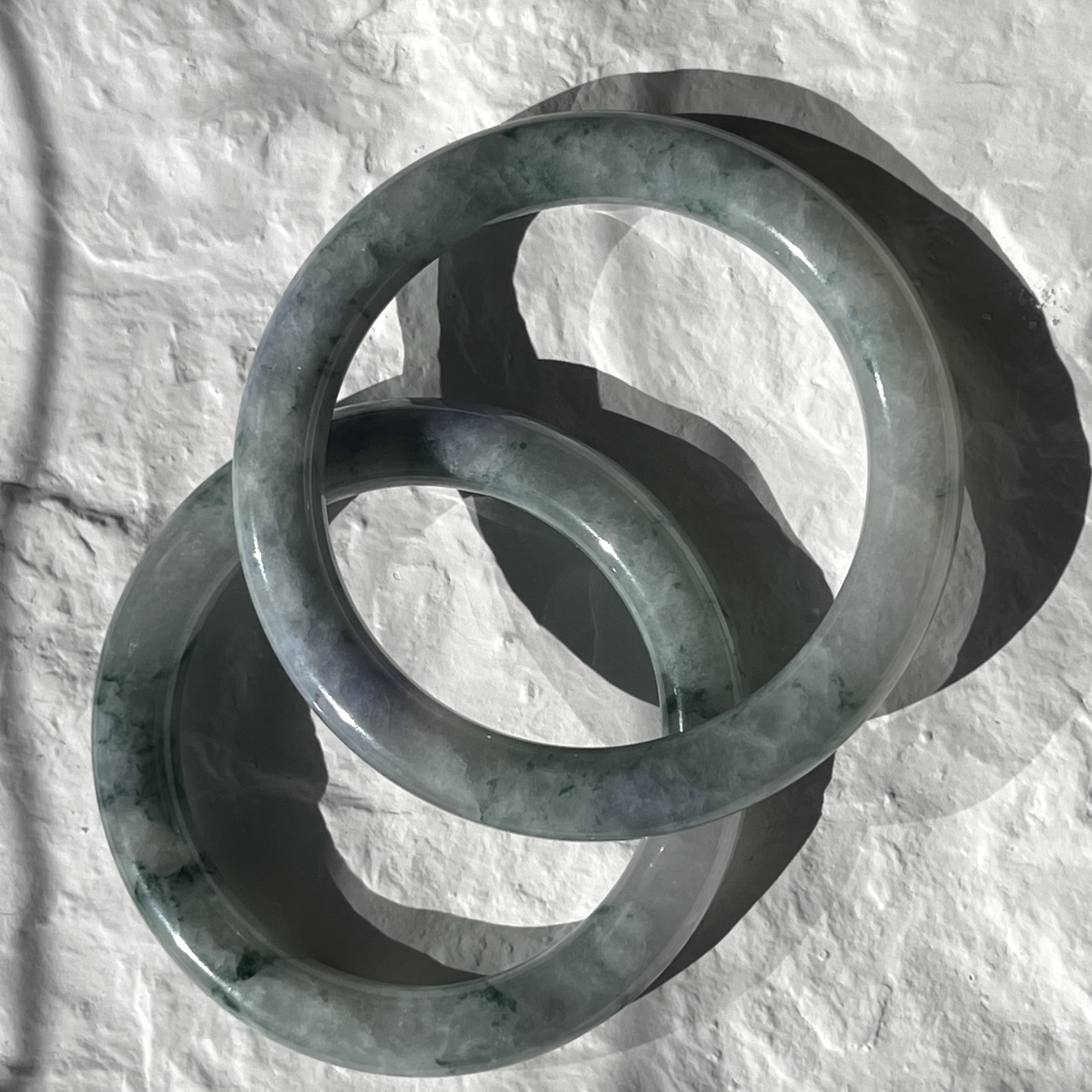 Smoky Green with Soft Violet Jade Bangle (PJA00156)