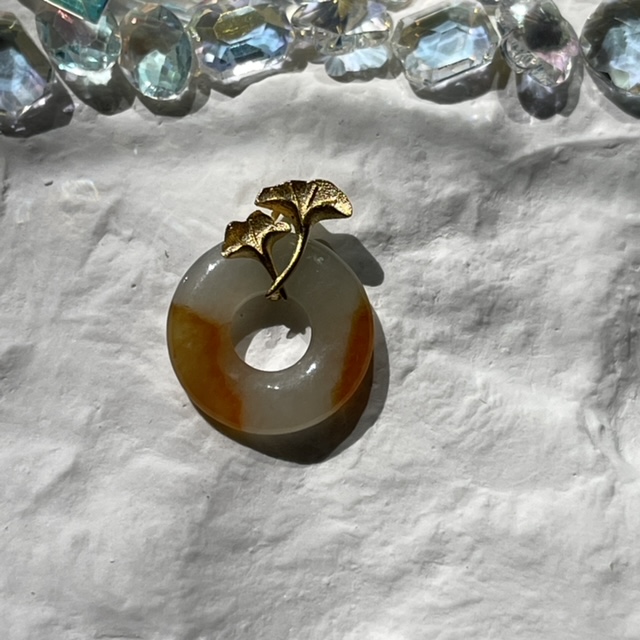 Half Orange Half Clear White Donut Pendant (PJA00151)