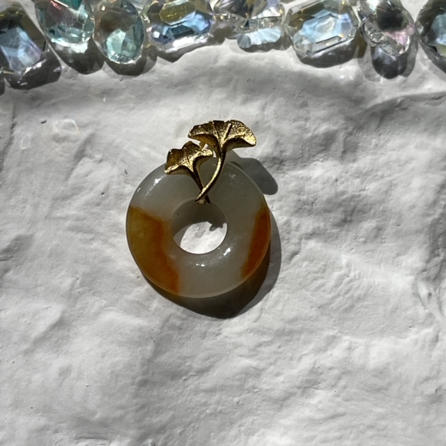 Half Orange Half Clear White Donut Pendant (PJA00151)
