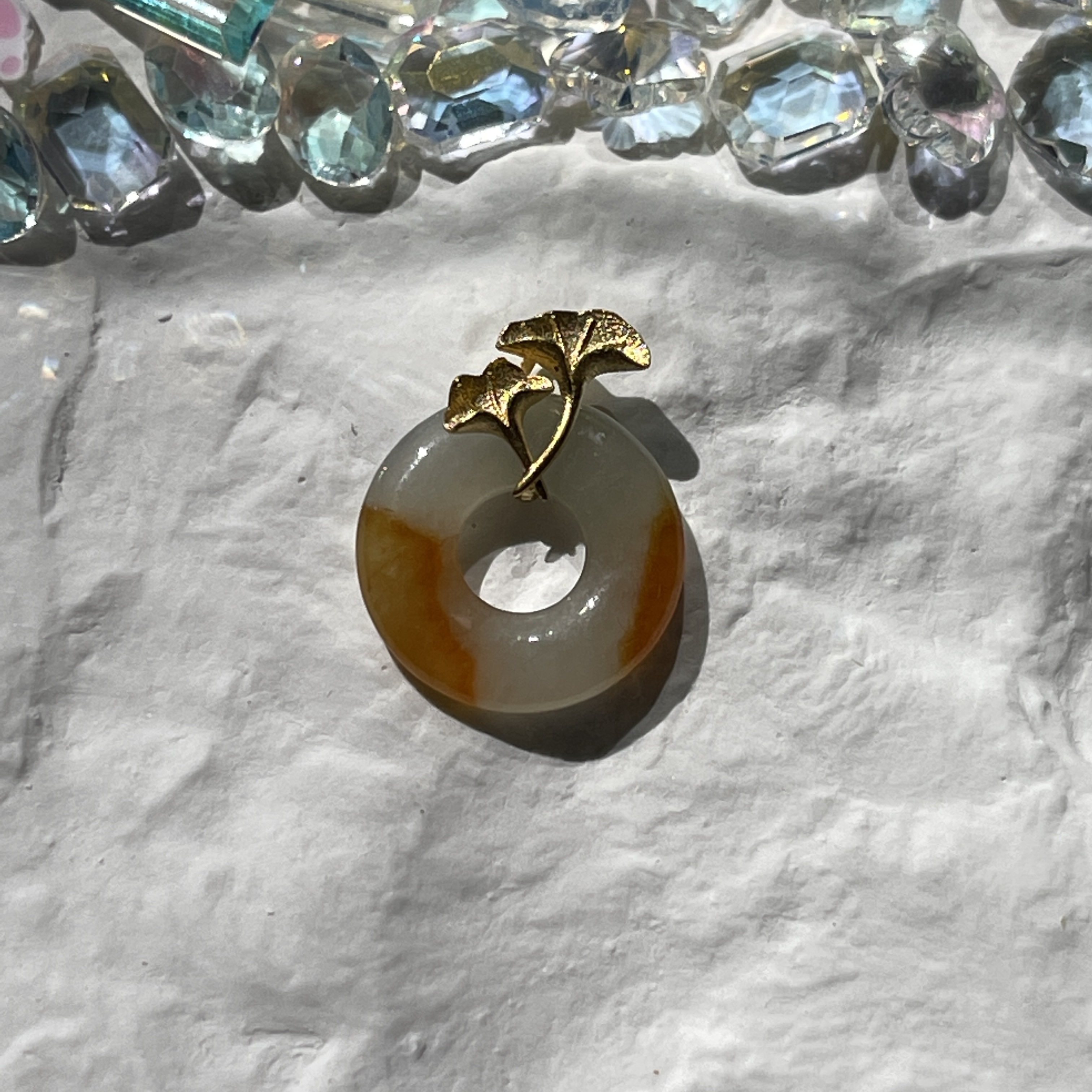 Half Orange Half Clear White Donut Pendant (PJA00151)