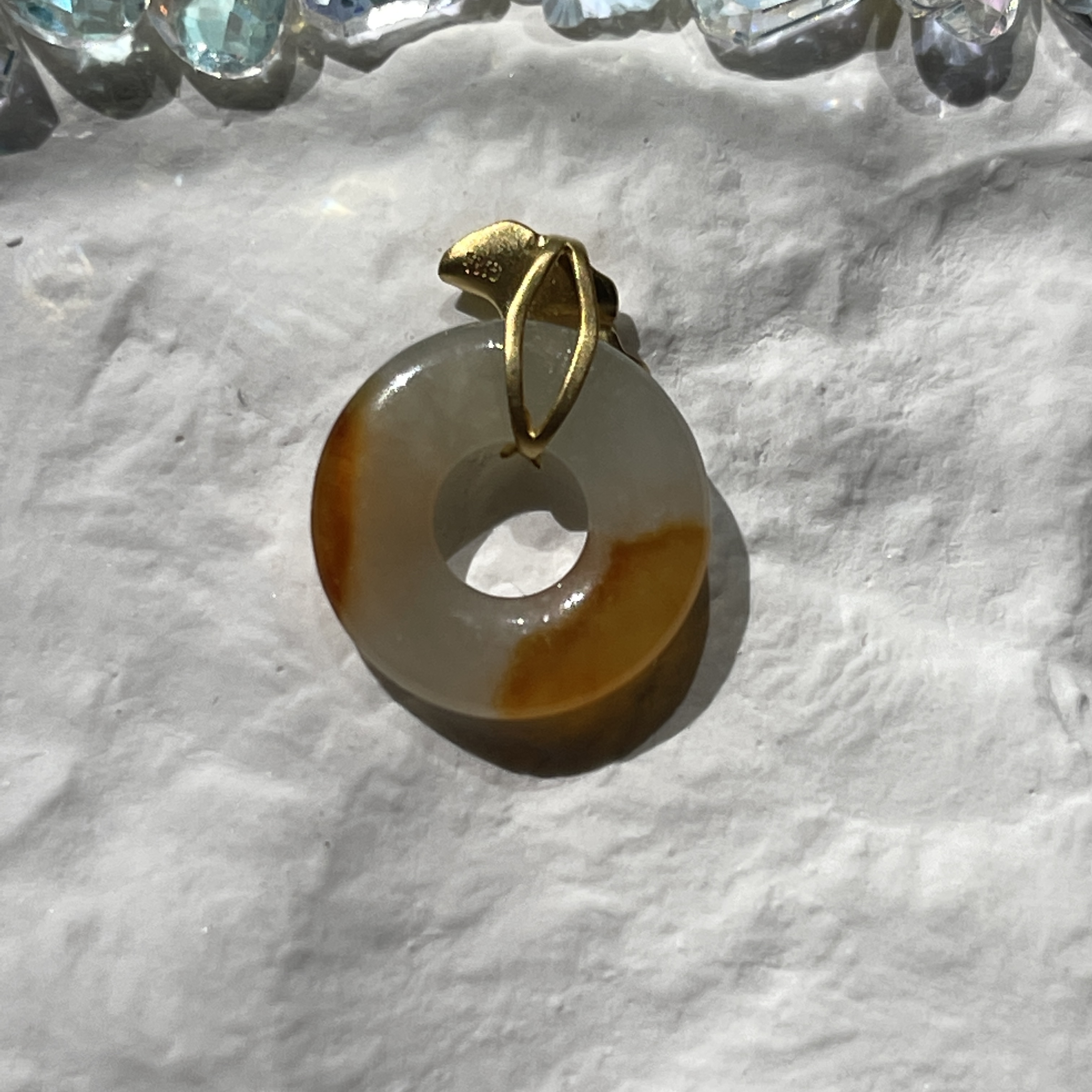 Half Orange Half Clear White Donut Pendant (PJA00151)