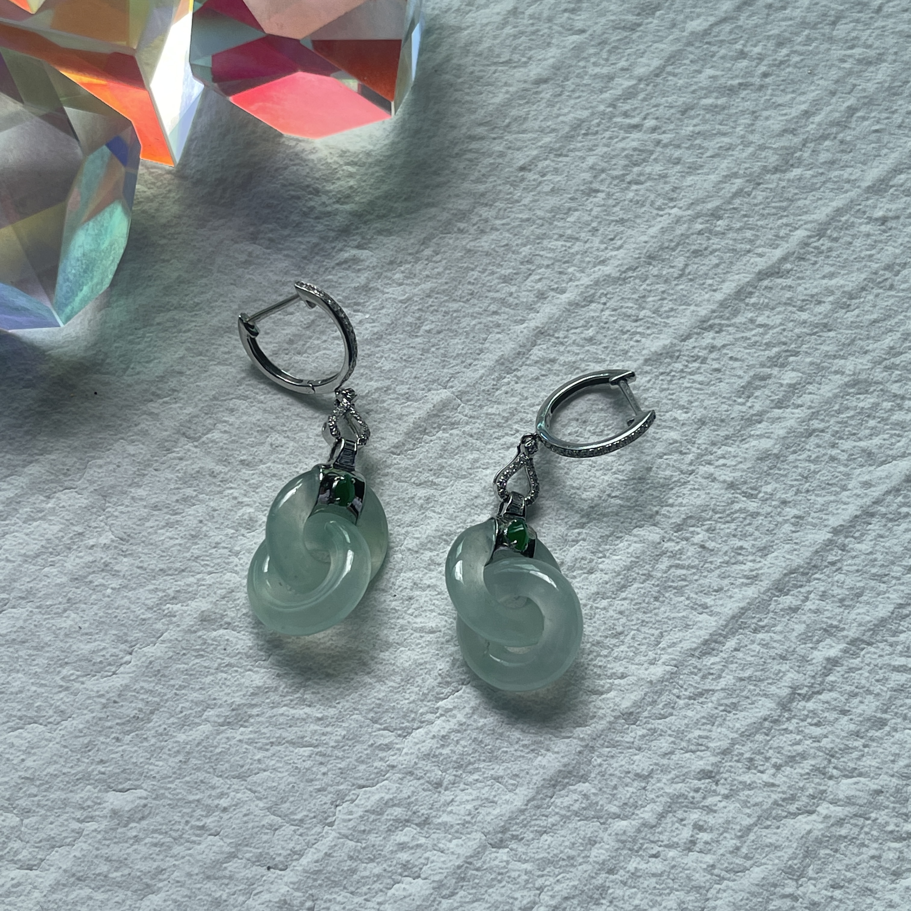 Interlocking Double Hoops Jadeite Earrings (PJA00126)
