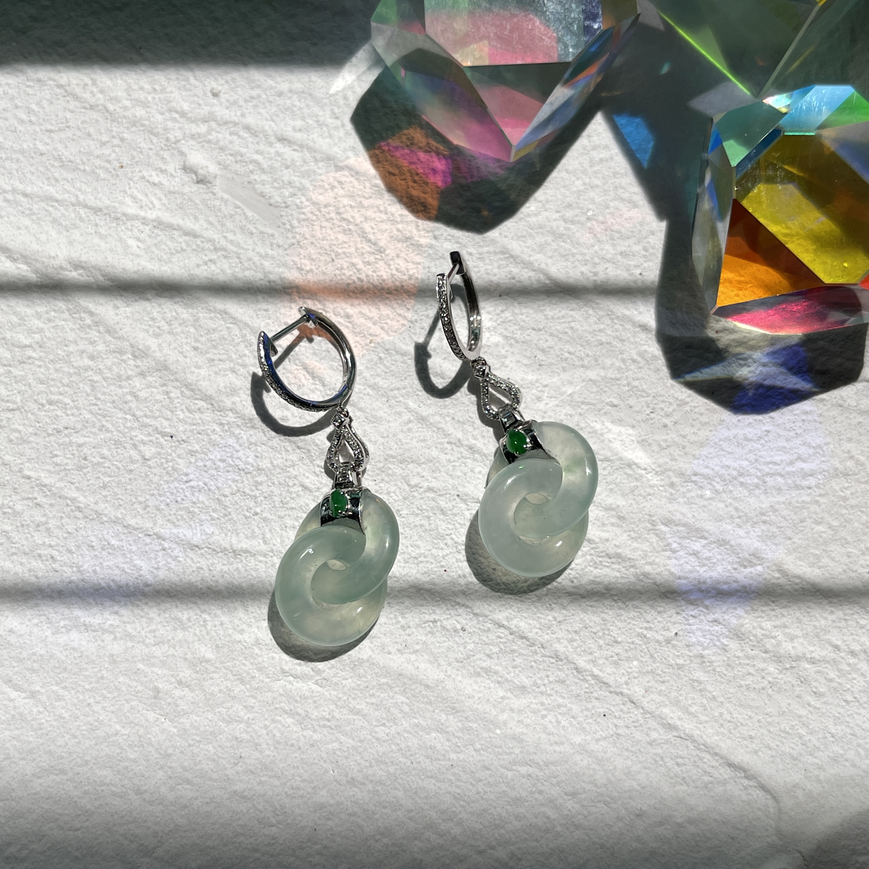 Interlocking Double Hoops Jadeite Earrings (PJA00126)