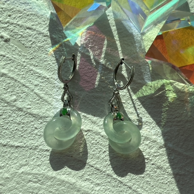 Interlocking Double Hoops Jadeite Earrings (PJA00126)