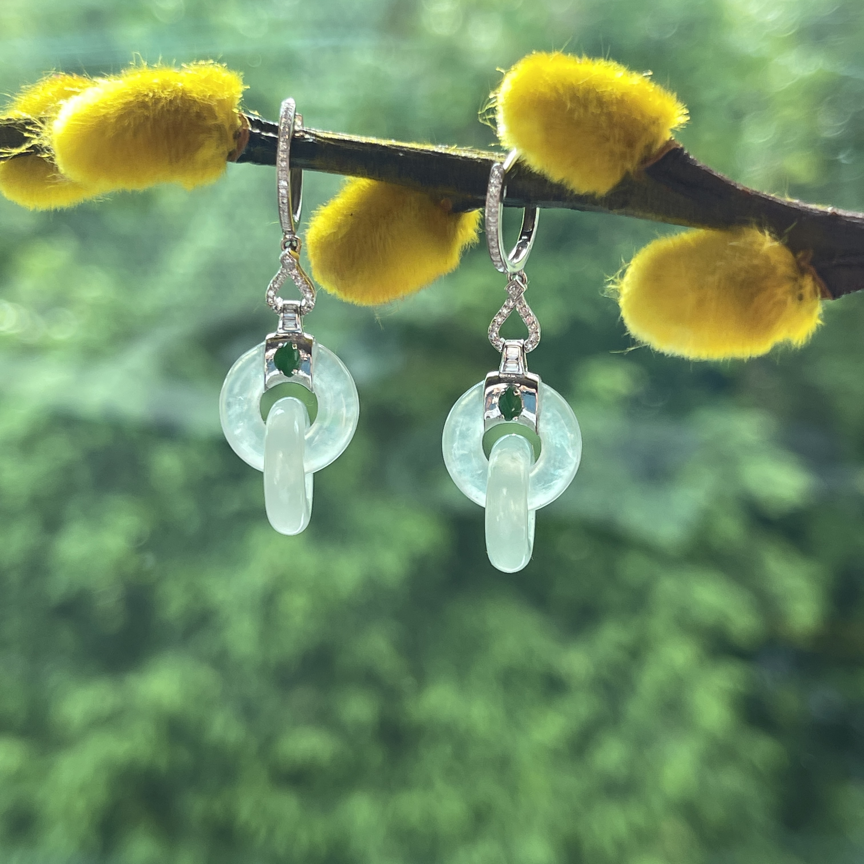 Interlocking Double Hoops Jadeite Earrings (PJA00126)