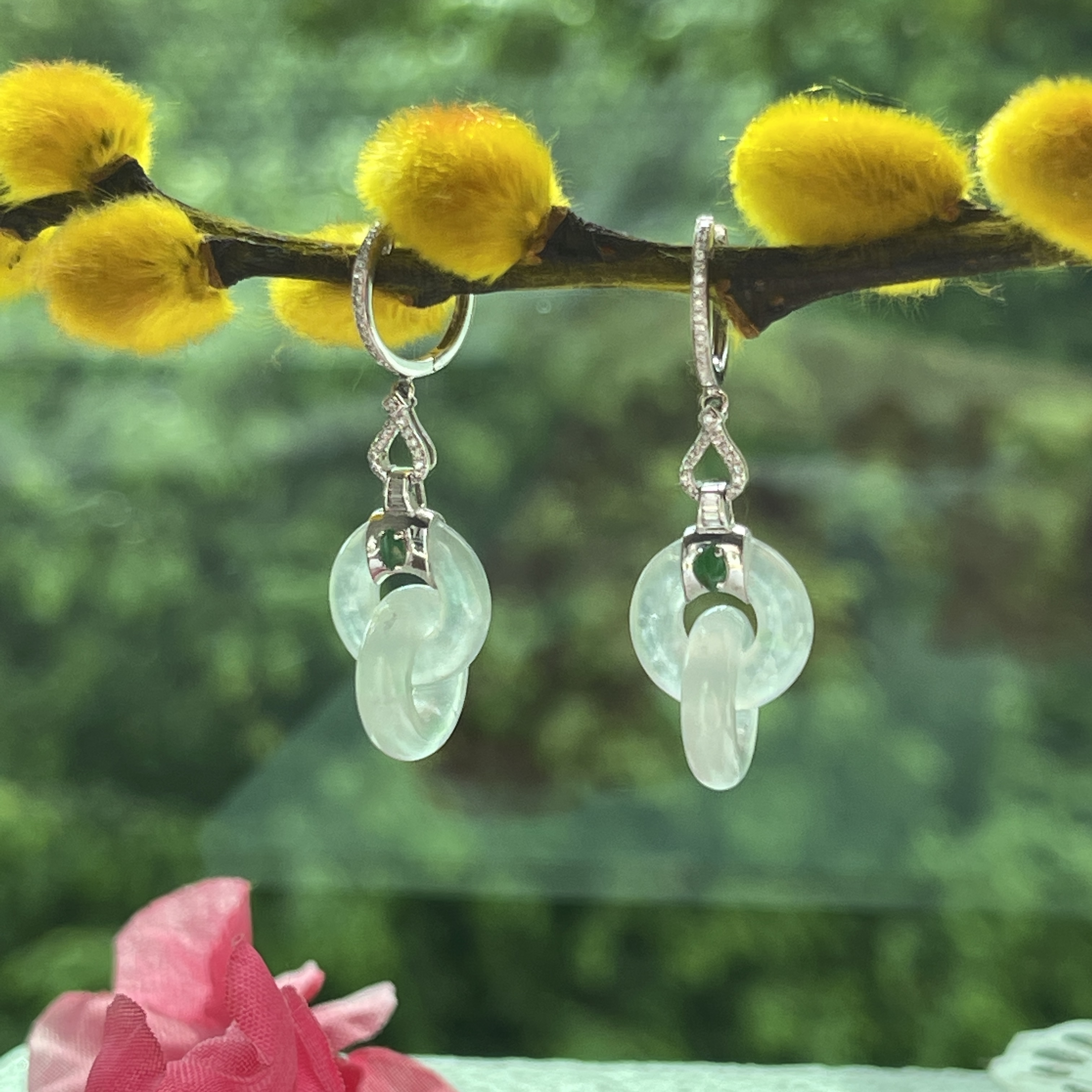 Interlocking Double Hoops Jadeite Earrings (PJA00126)