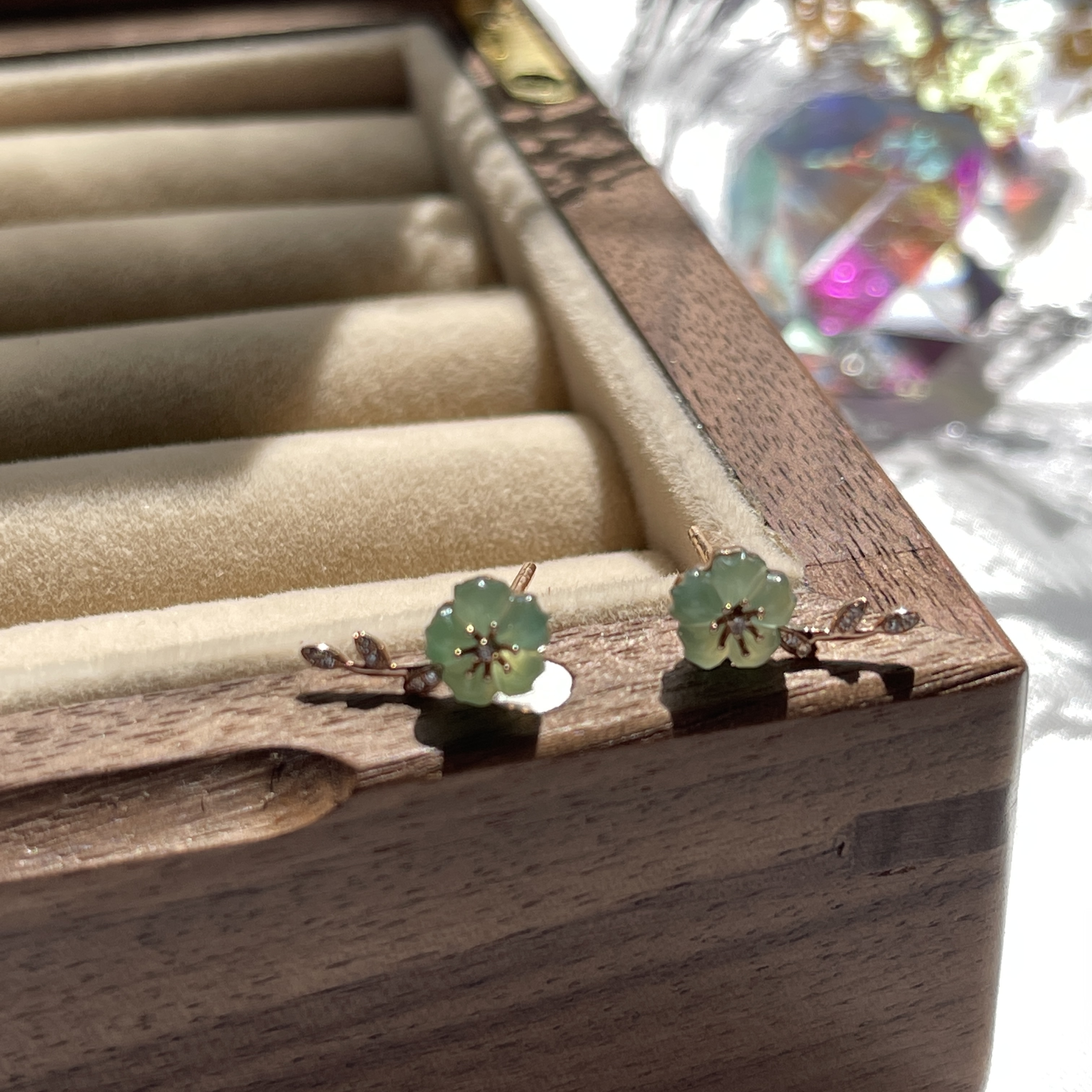 Sweet Cherry Blossom Jadeite Earrings (PJA00128)