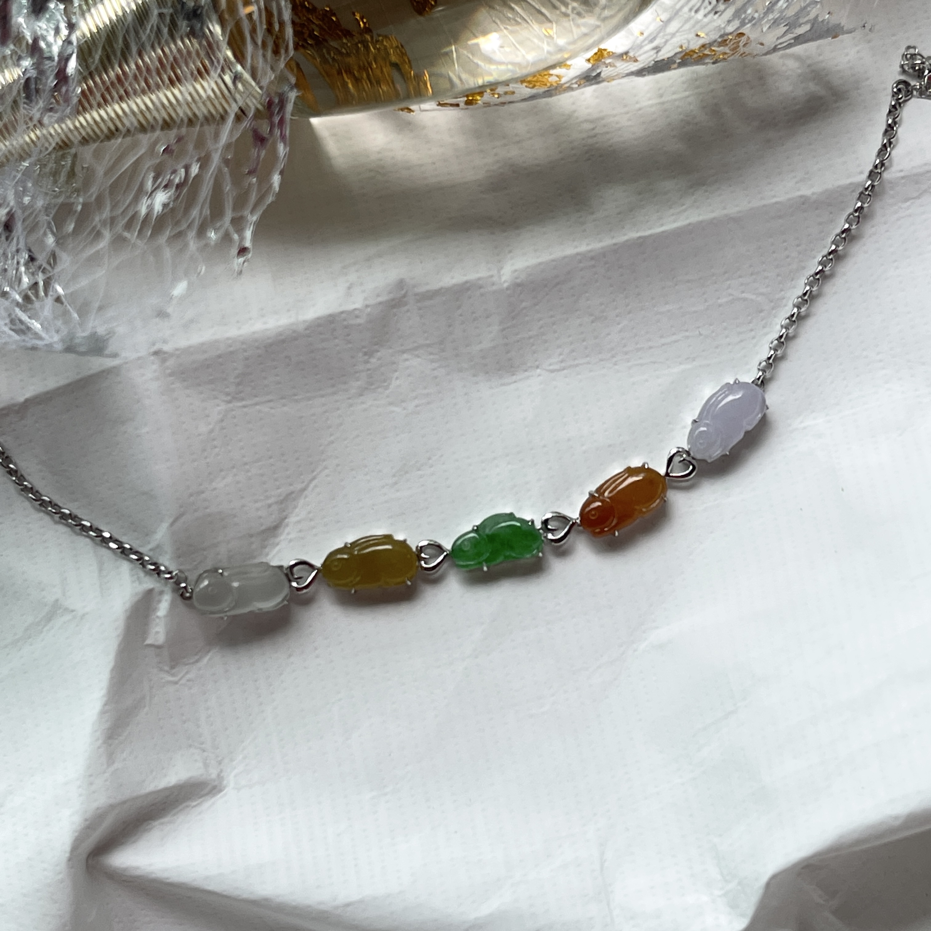 Multicolor Bunnies Jadeite Bracelet (PJA00129)