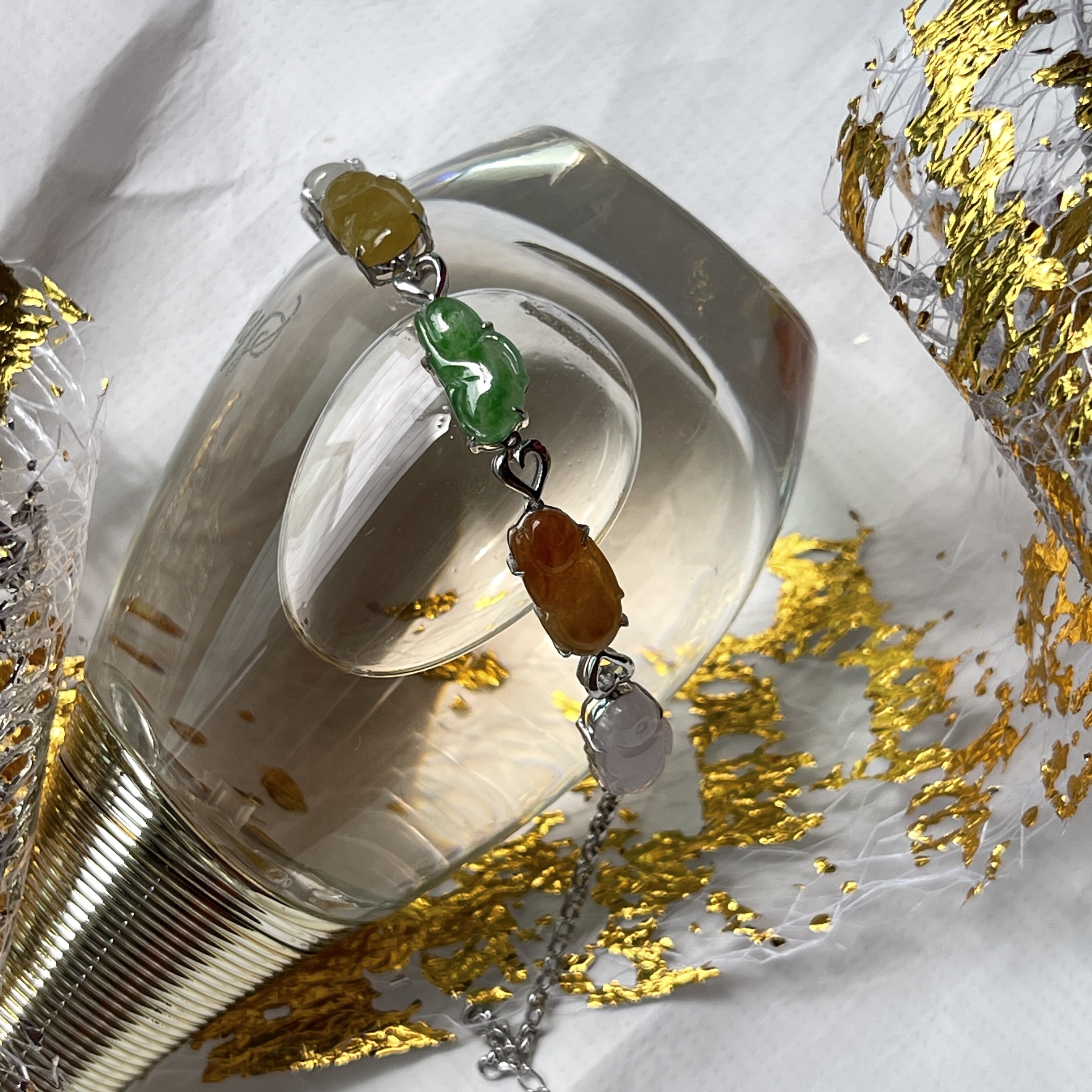 Multicolor Bunnies Jadeite Bracelet (PJA00129)