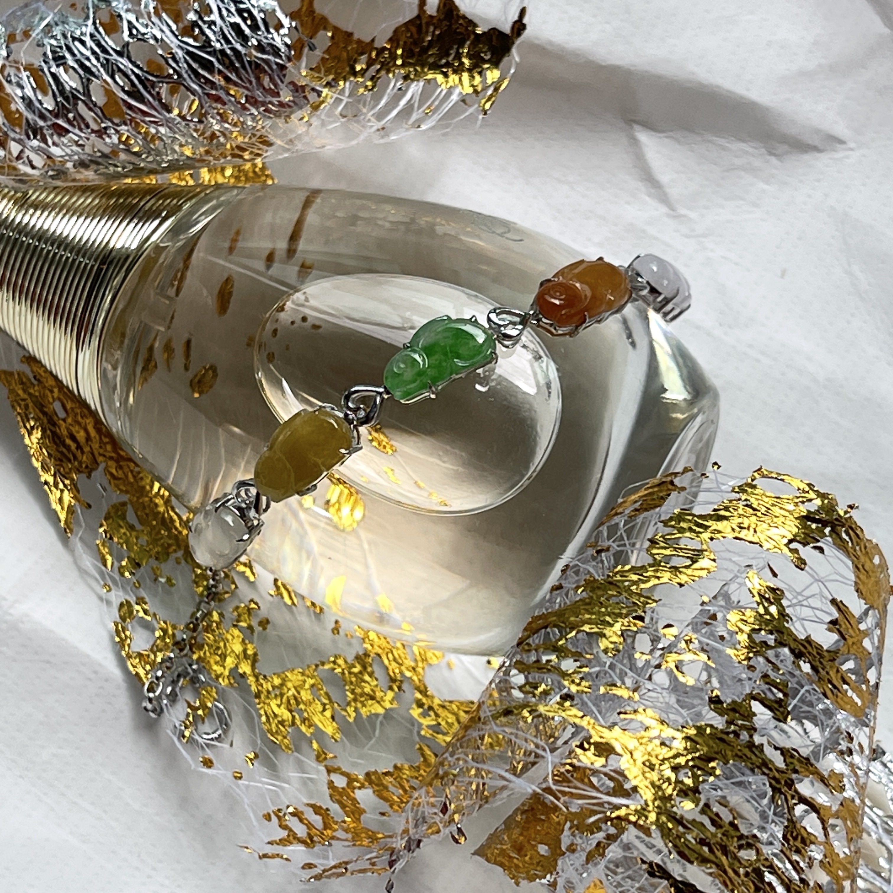 Multicolor Bunnies Jadeite Bracelet (PJA00129)