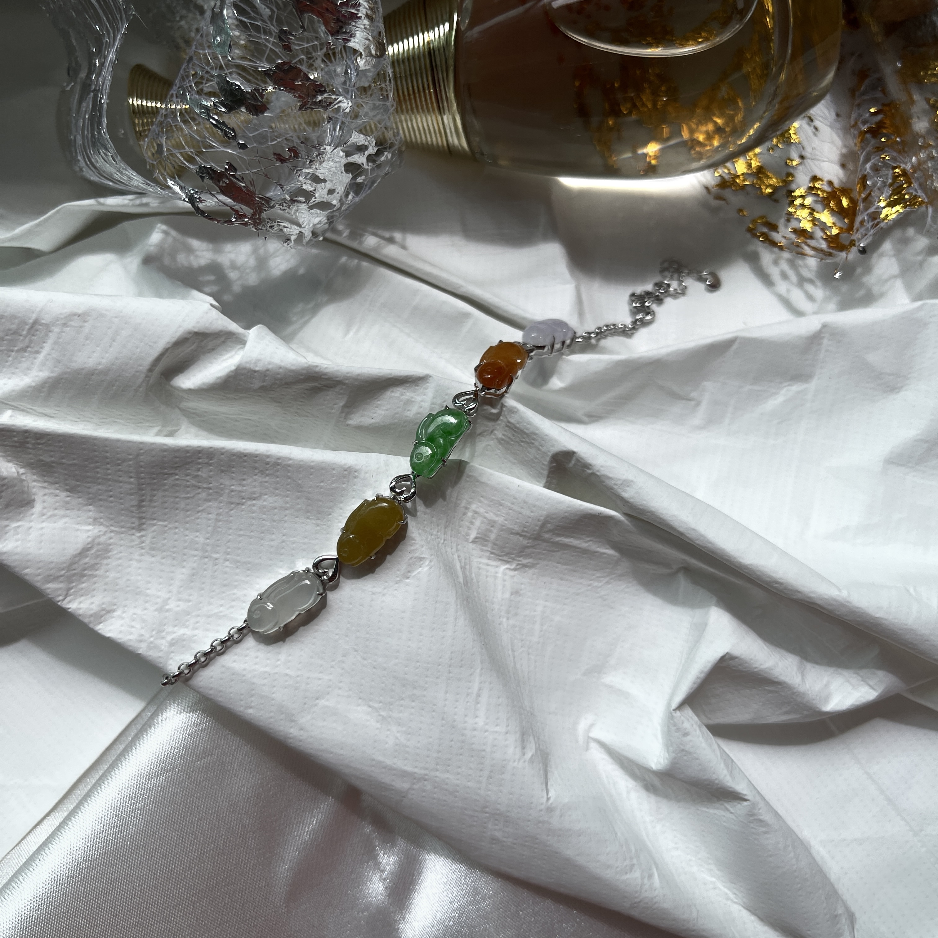 Multicolor Bunnies Jadeite Bracelet (PJA00129)