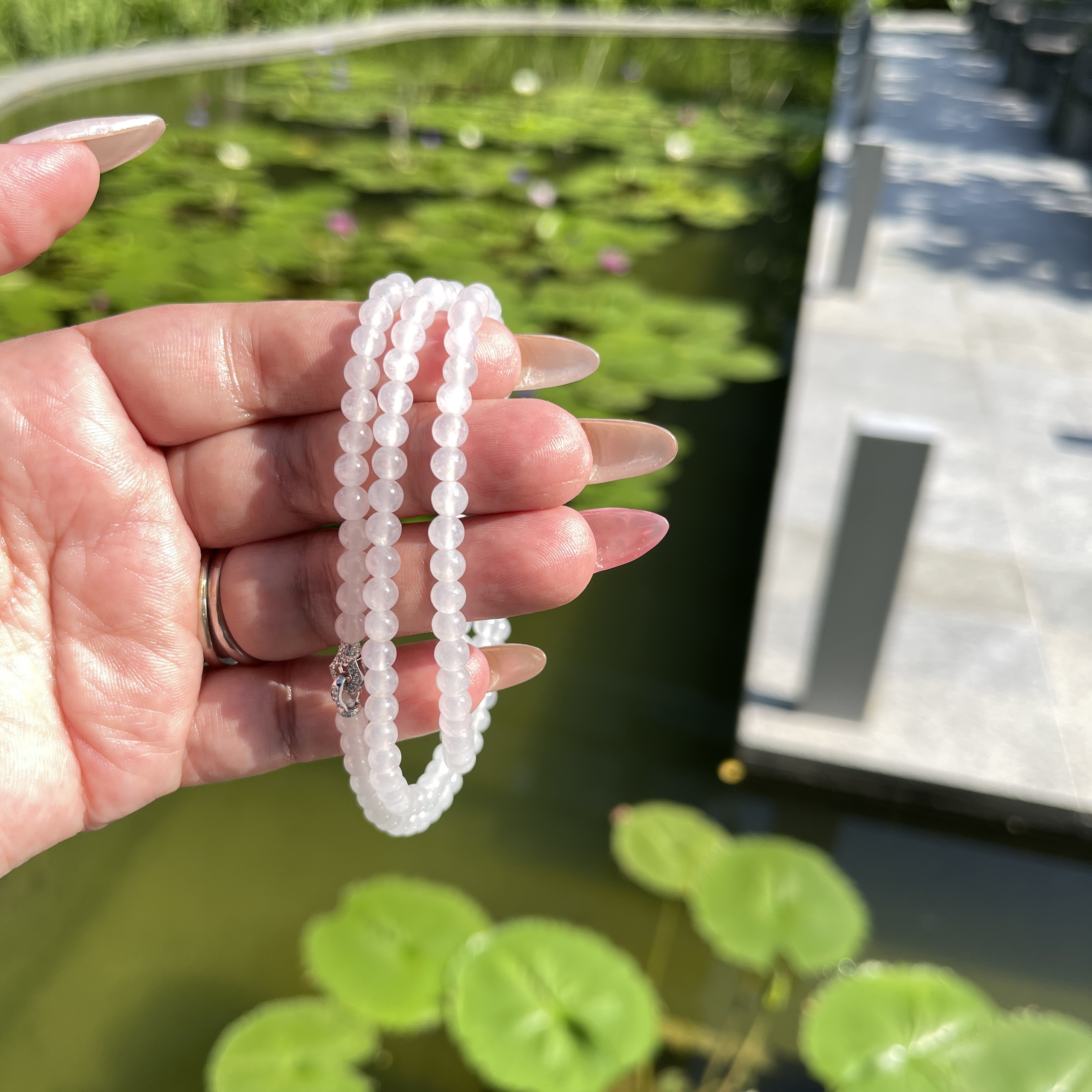 Icy White Jadeite Beads Bracelet or Necklace (PJA00168)