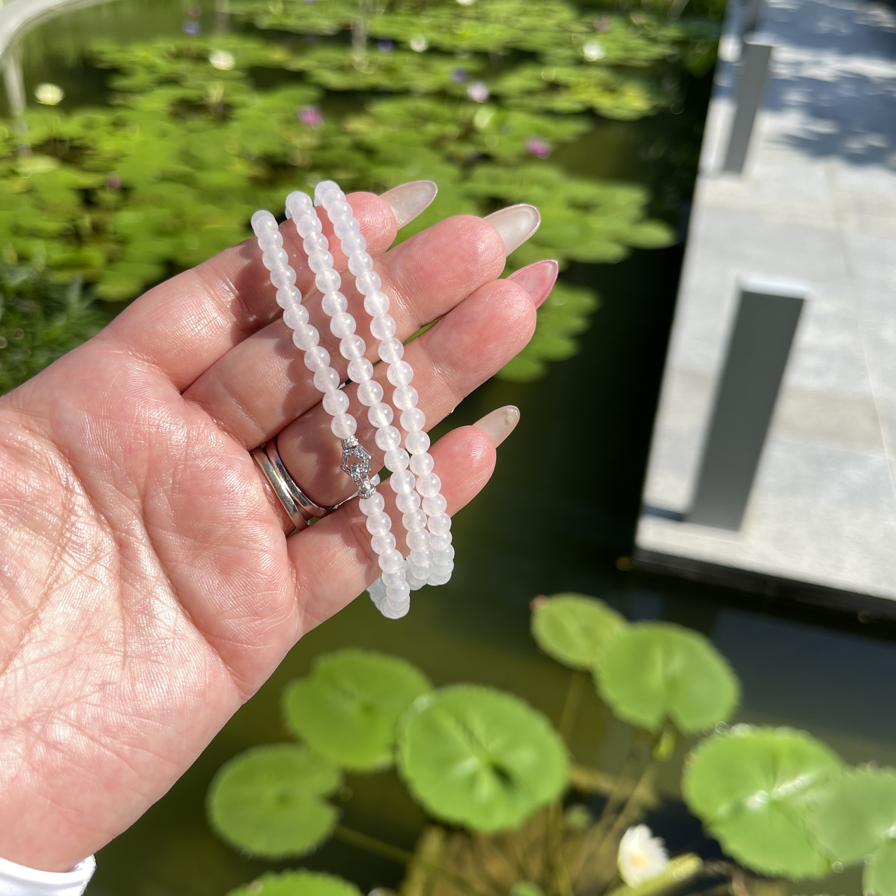 Icy White Jadeite Beads Bracelet or Necklace (PJA00168)