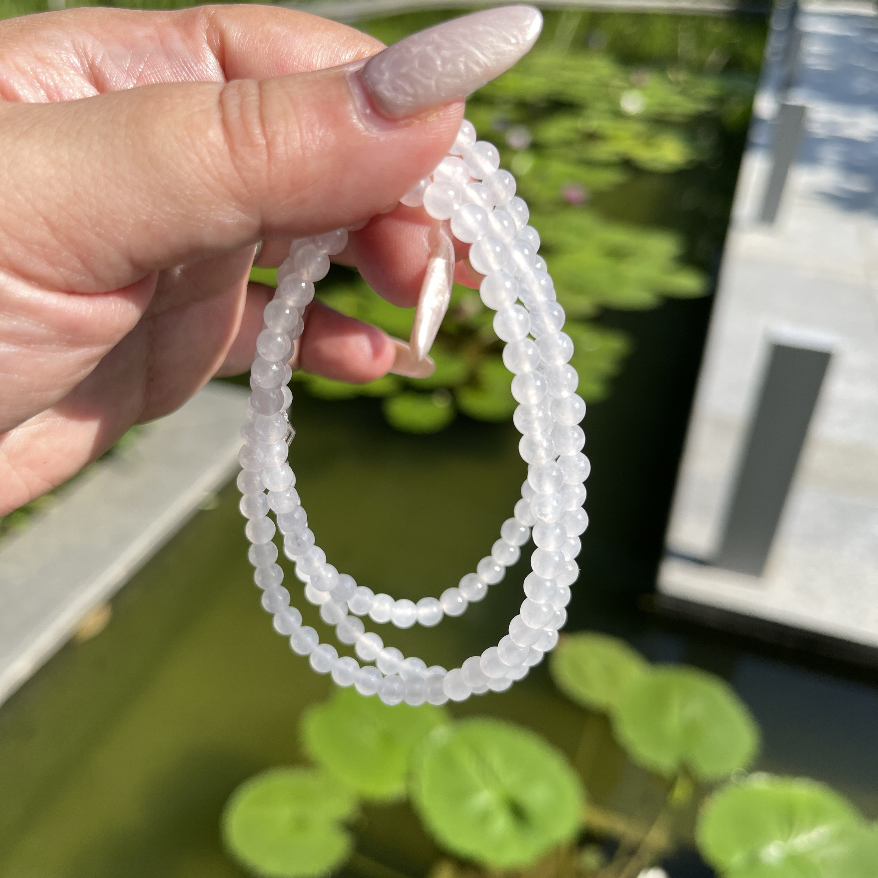 Icy White Jadeite Beads Bracelet or Necklace (PJA00168)
