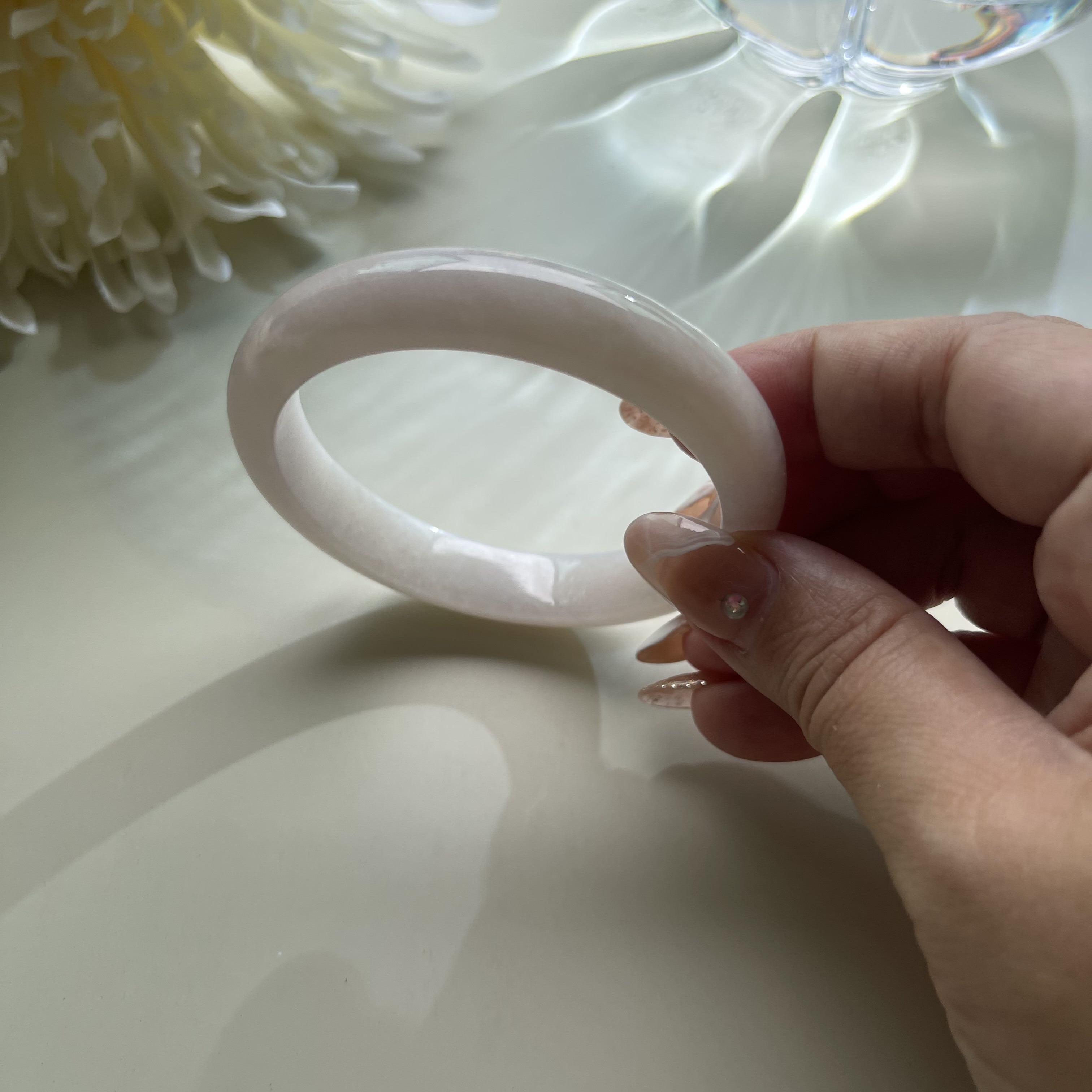 Icy Translucent Light Pink Bangle (PJA00108)