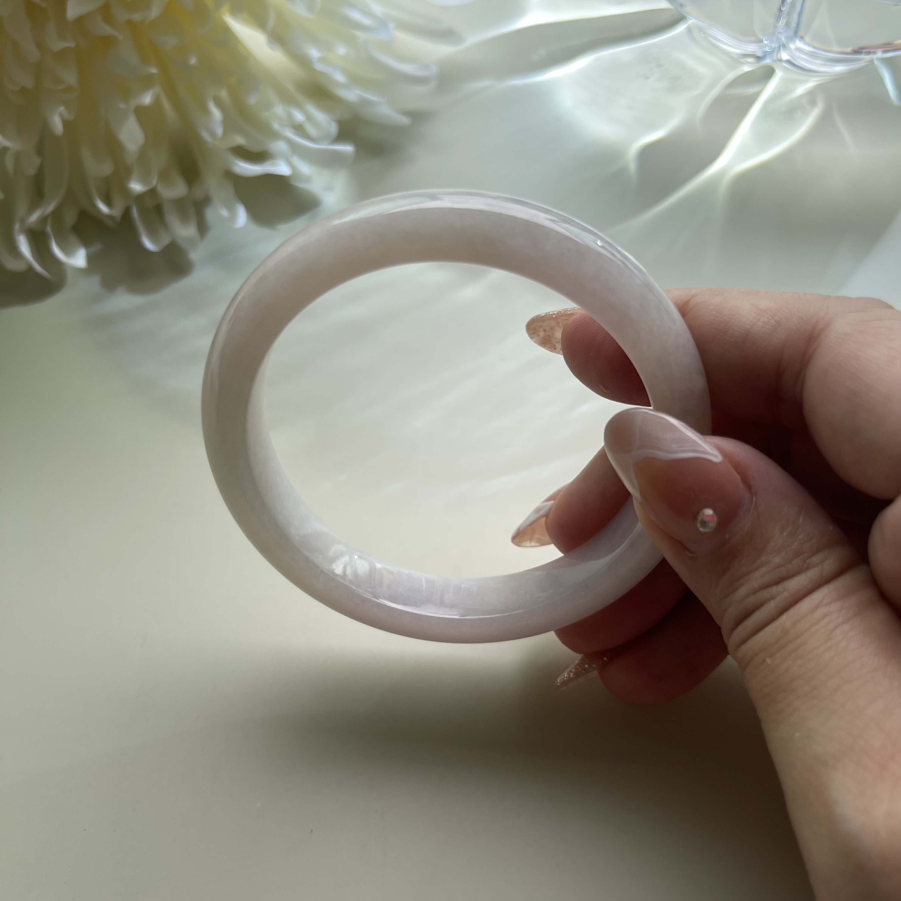 Icy Translucent Light Pink Bangle (PJA00108)