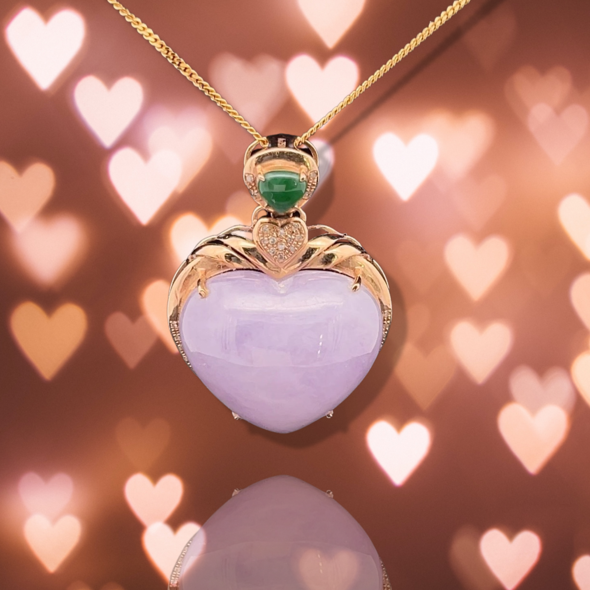 Lavender Heart Shape Cabochon Jadeite Pendant  (PJA00257)