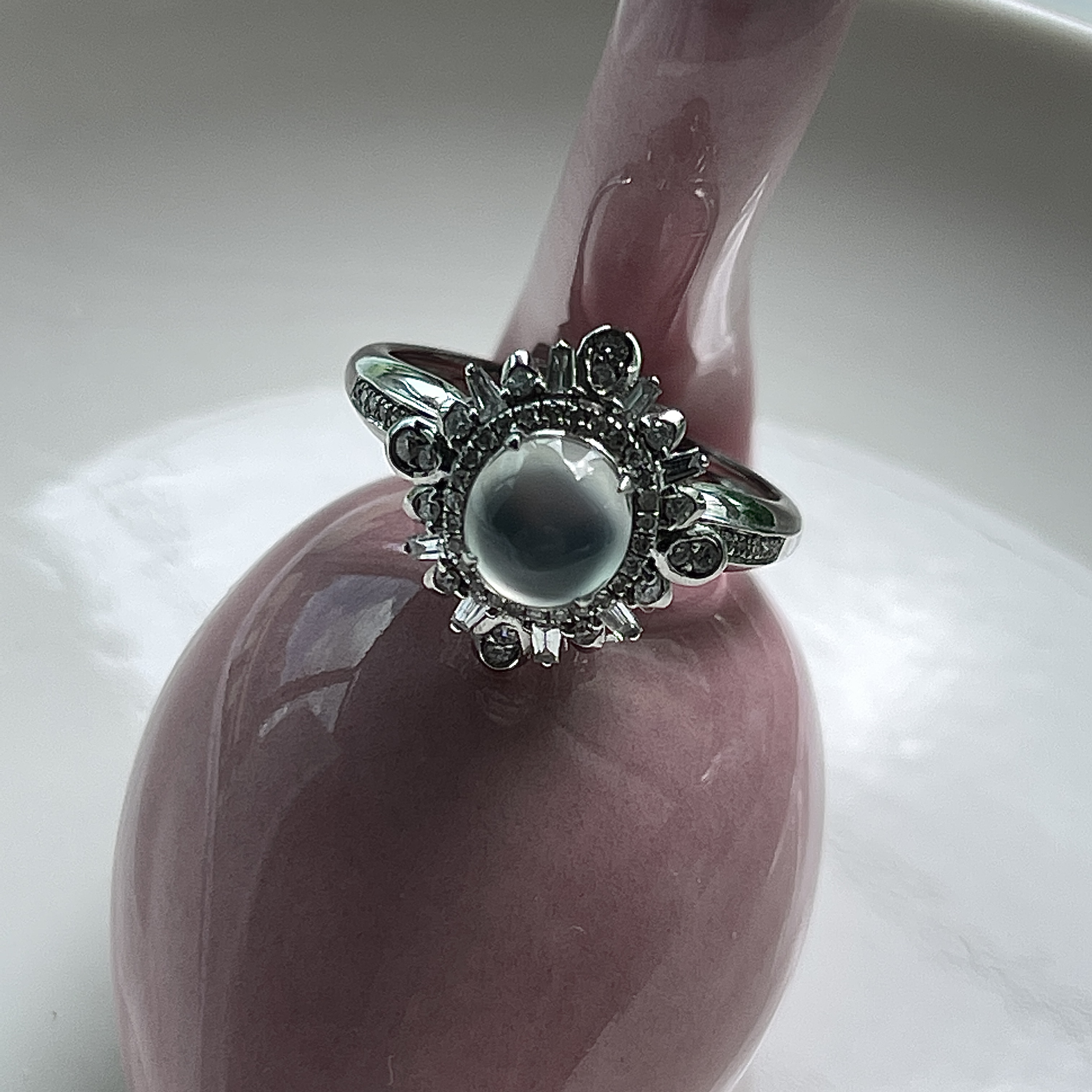 Glassy Colorless Jadeite Ring (PJA00130)