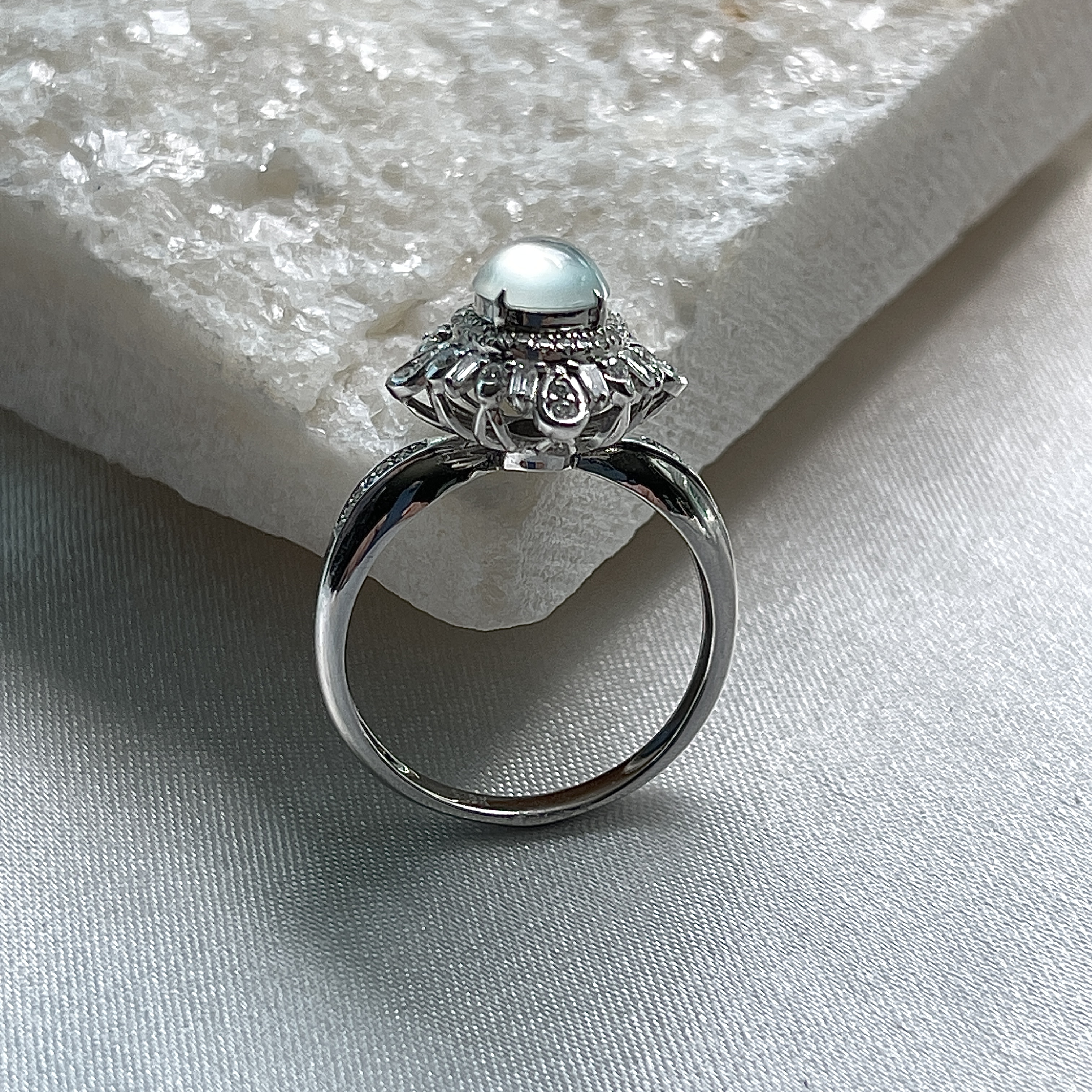 Glassy Colorless Jadeite Ring (PJA00130)