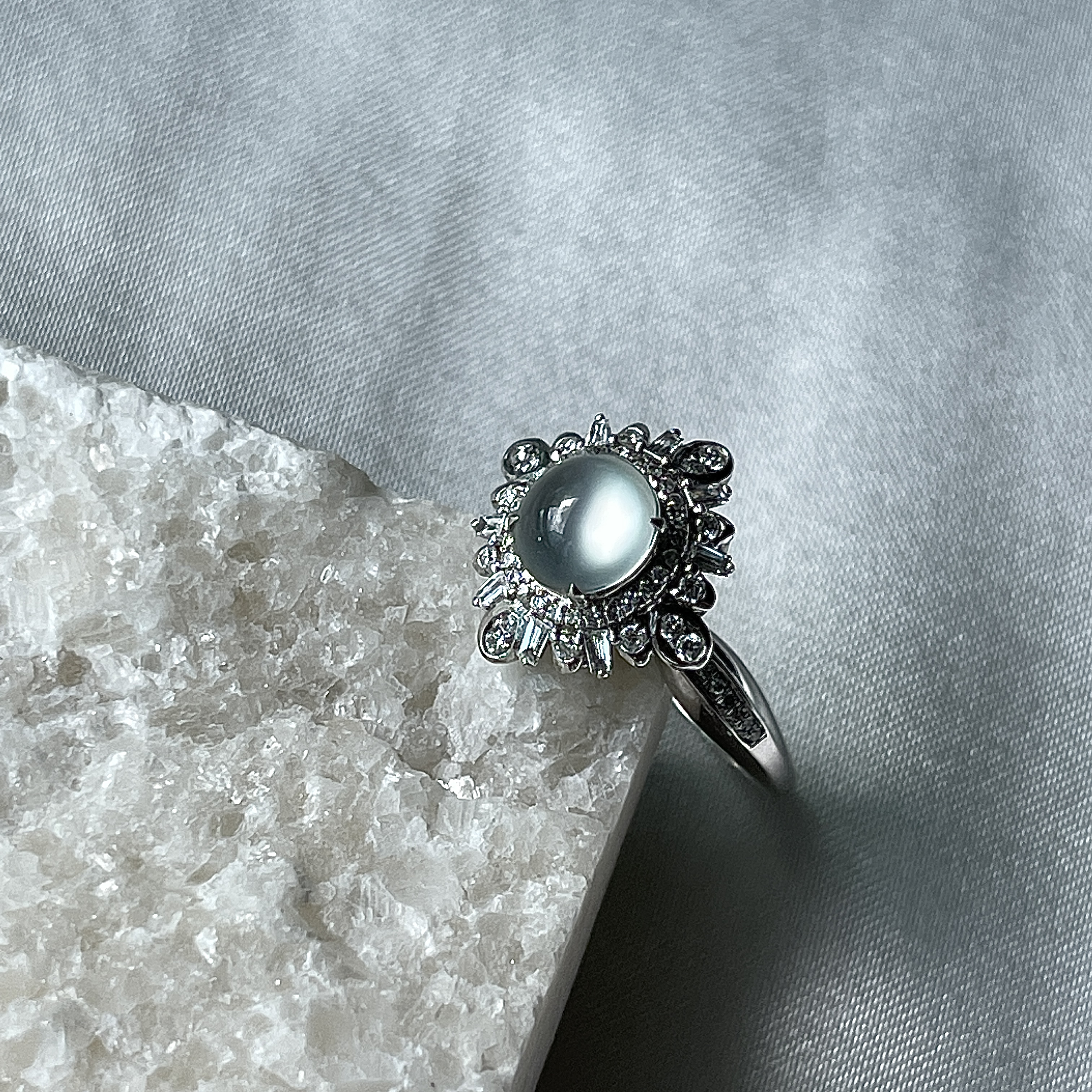 Glassy Colorless Jadeite Ring (PJA00130)