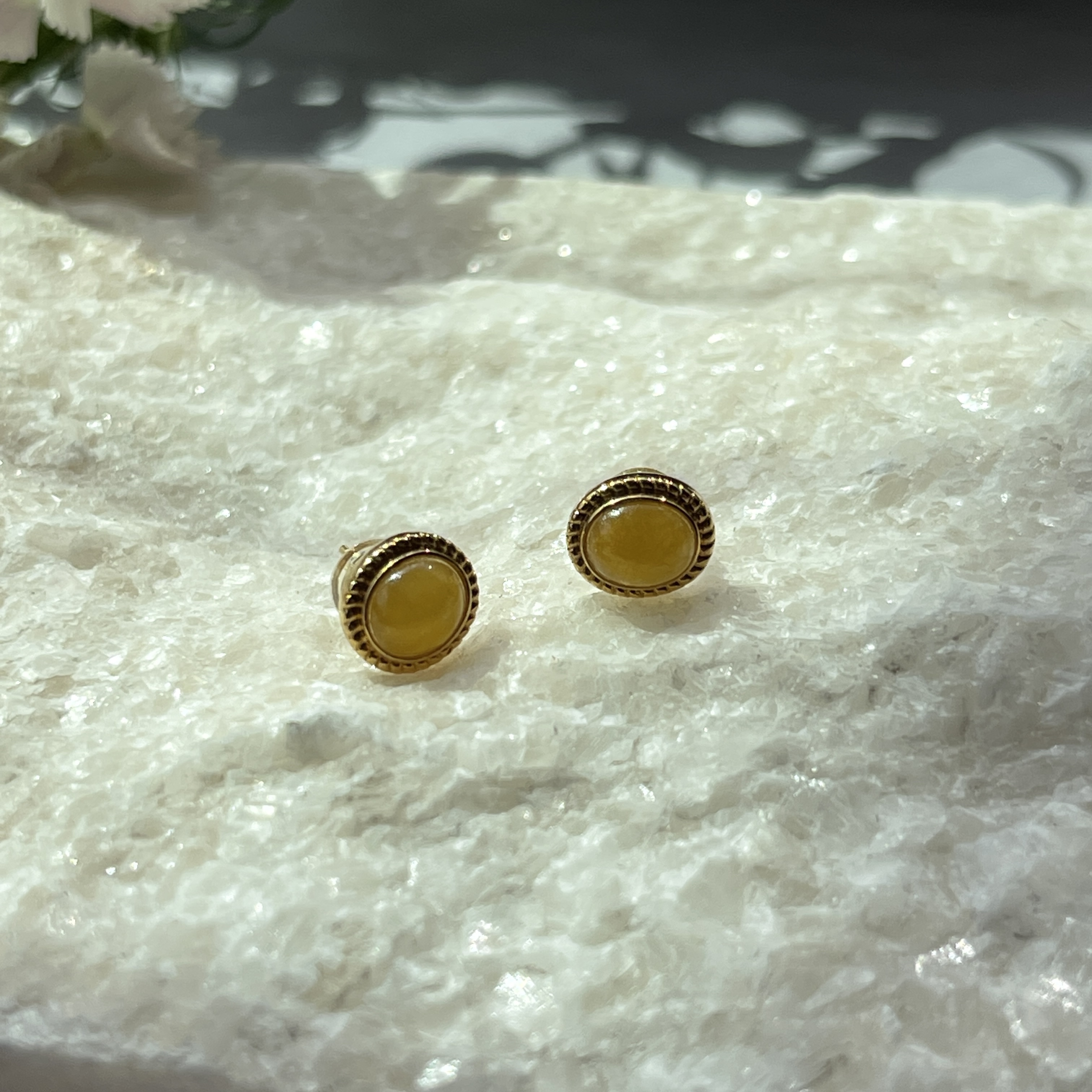 Icy Yellow Jade Earrings (PJA00162)