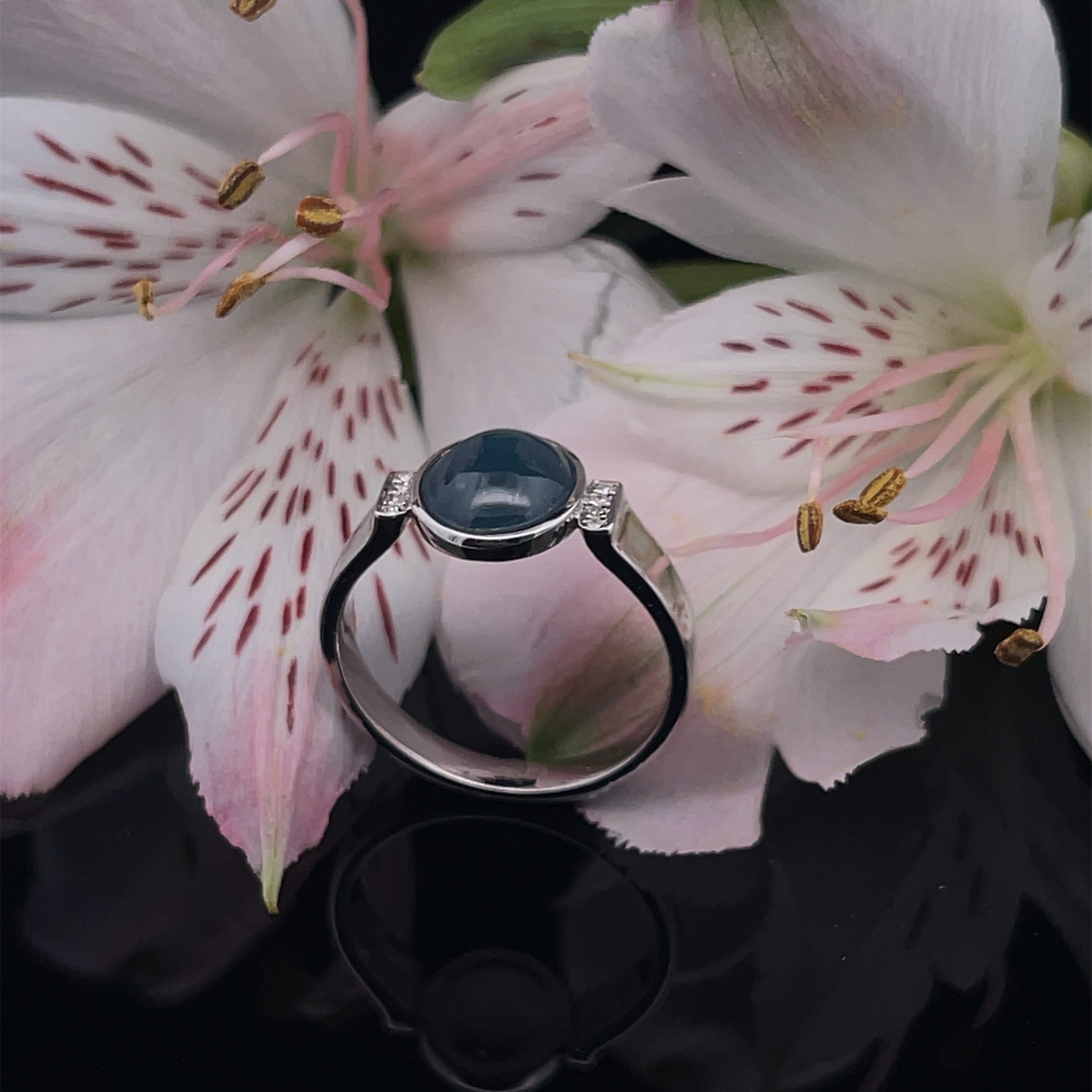 Vivid Blue Jade Cabochon Ring (PJA00269) 