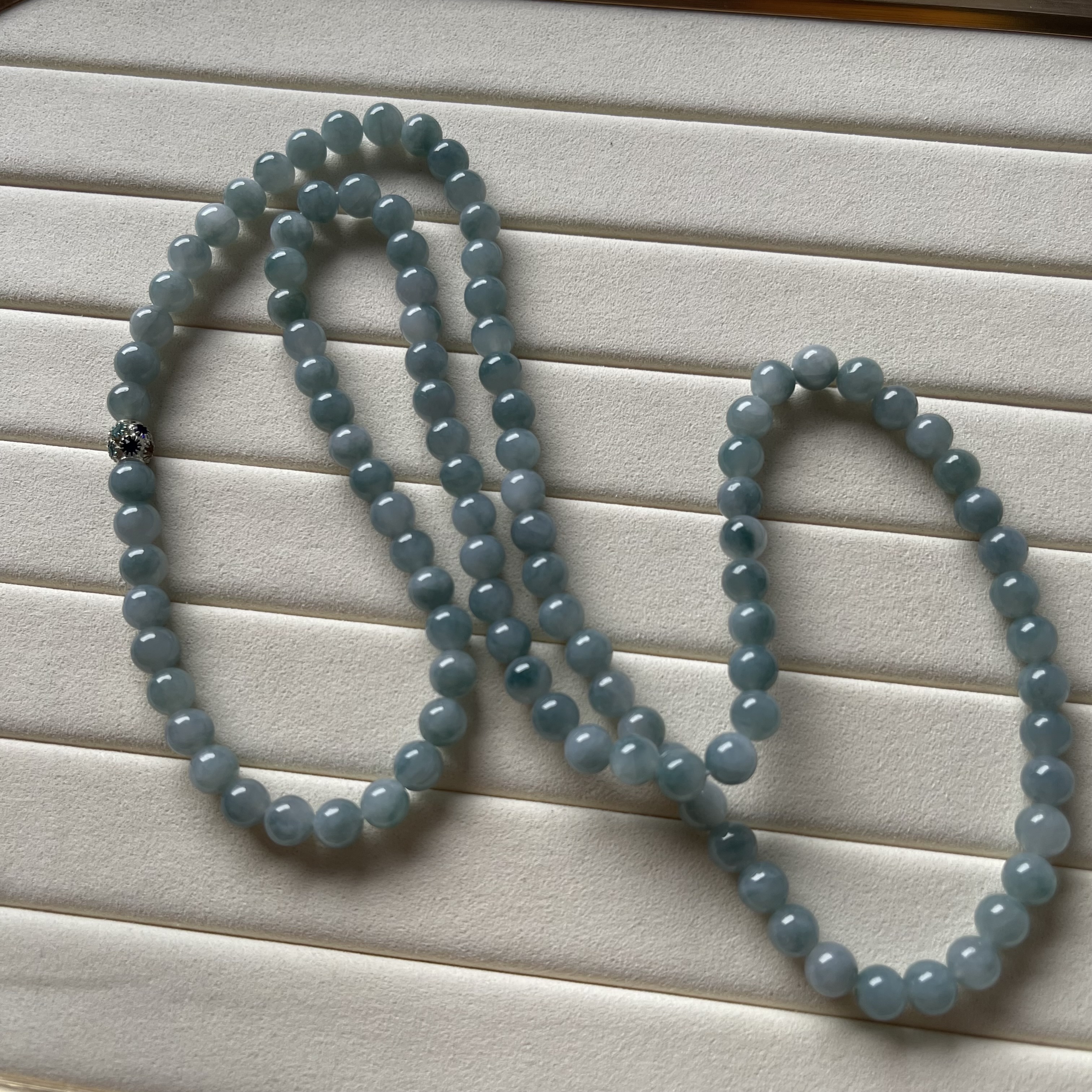 Bluish Jadeite Beads Bracelet or Necklace (PJA00019)