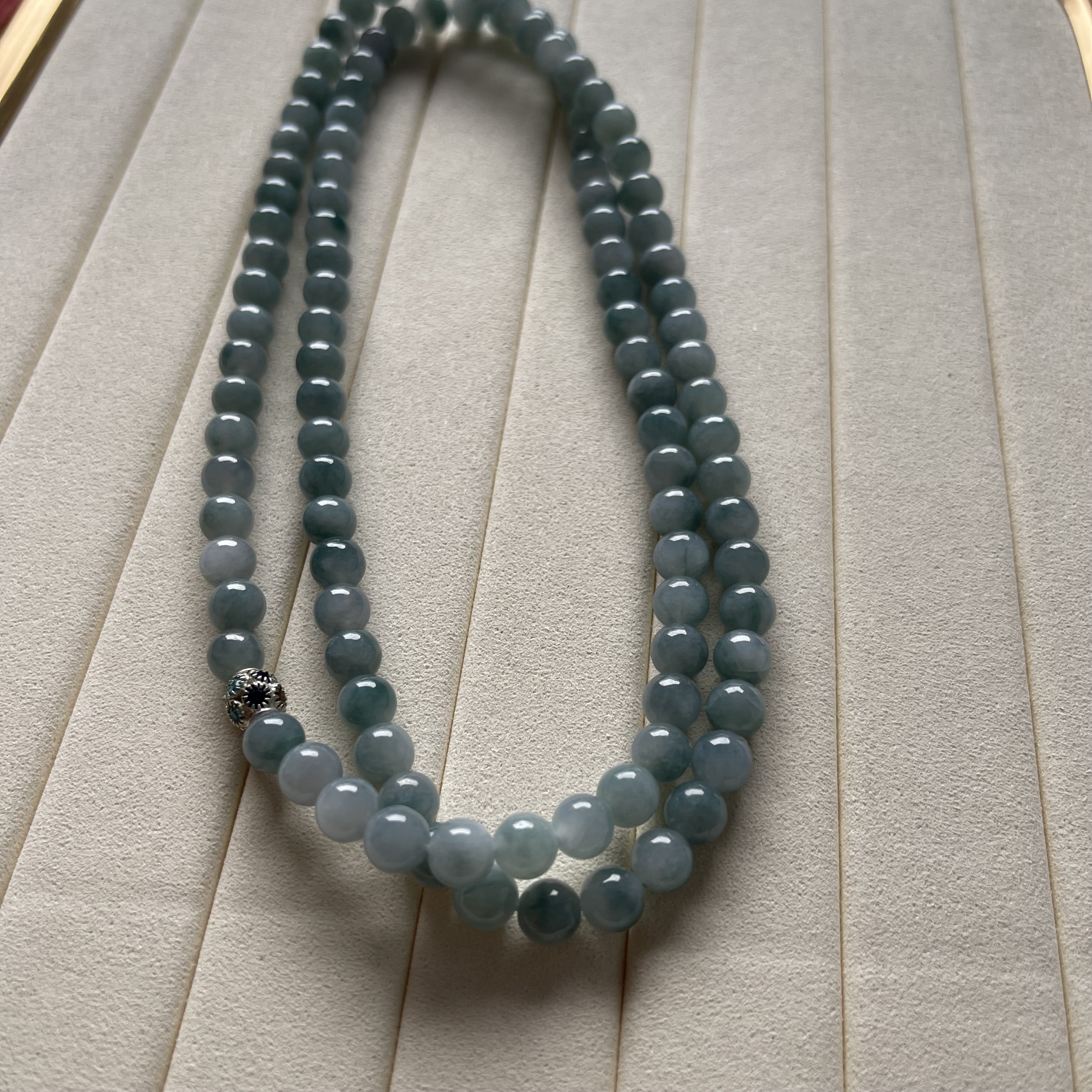Bluish Jadeite Beads Bracelet or Necklace (PJA00019)