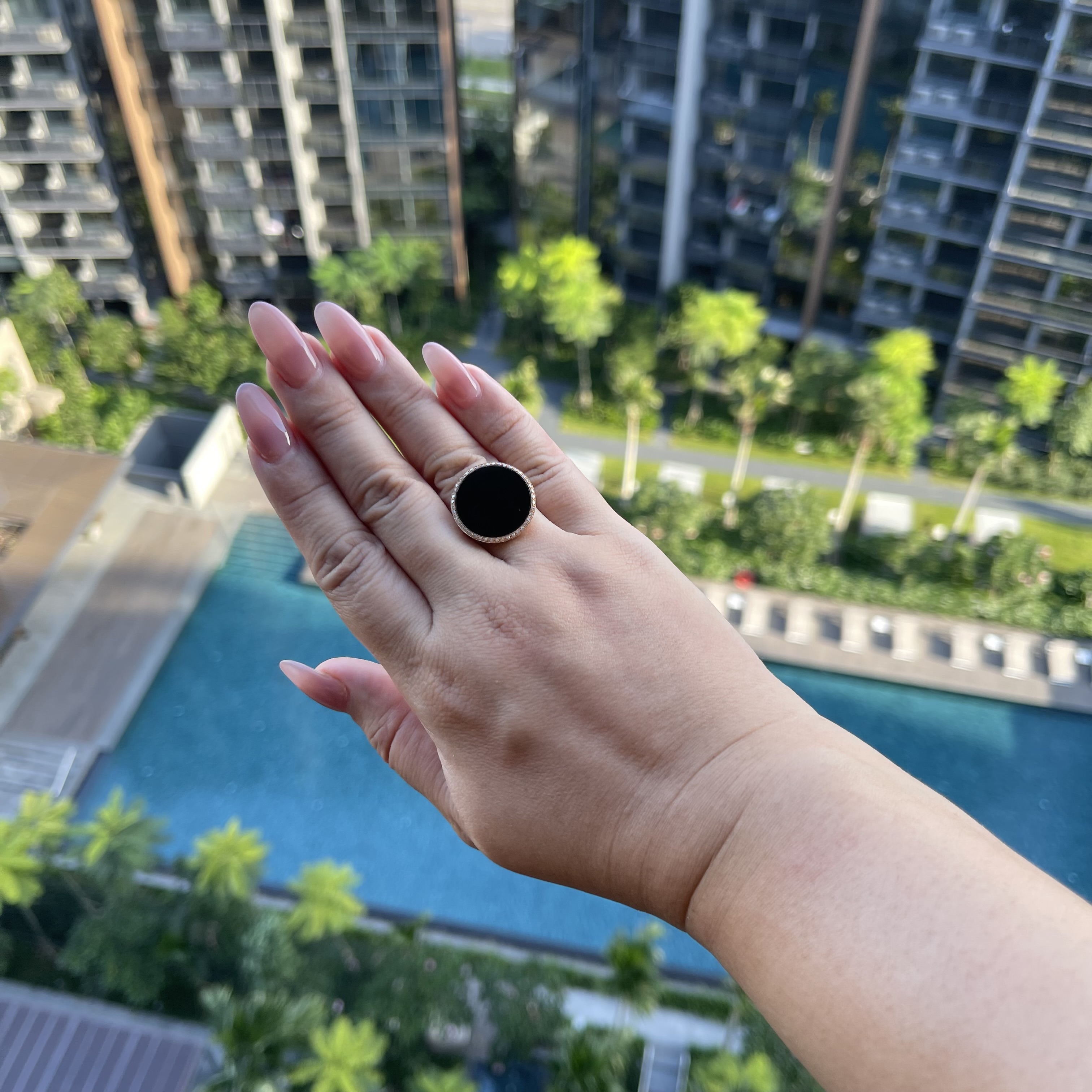 18K Rose Gold Omphacite Round Ring (PJA00080)