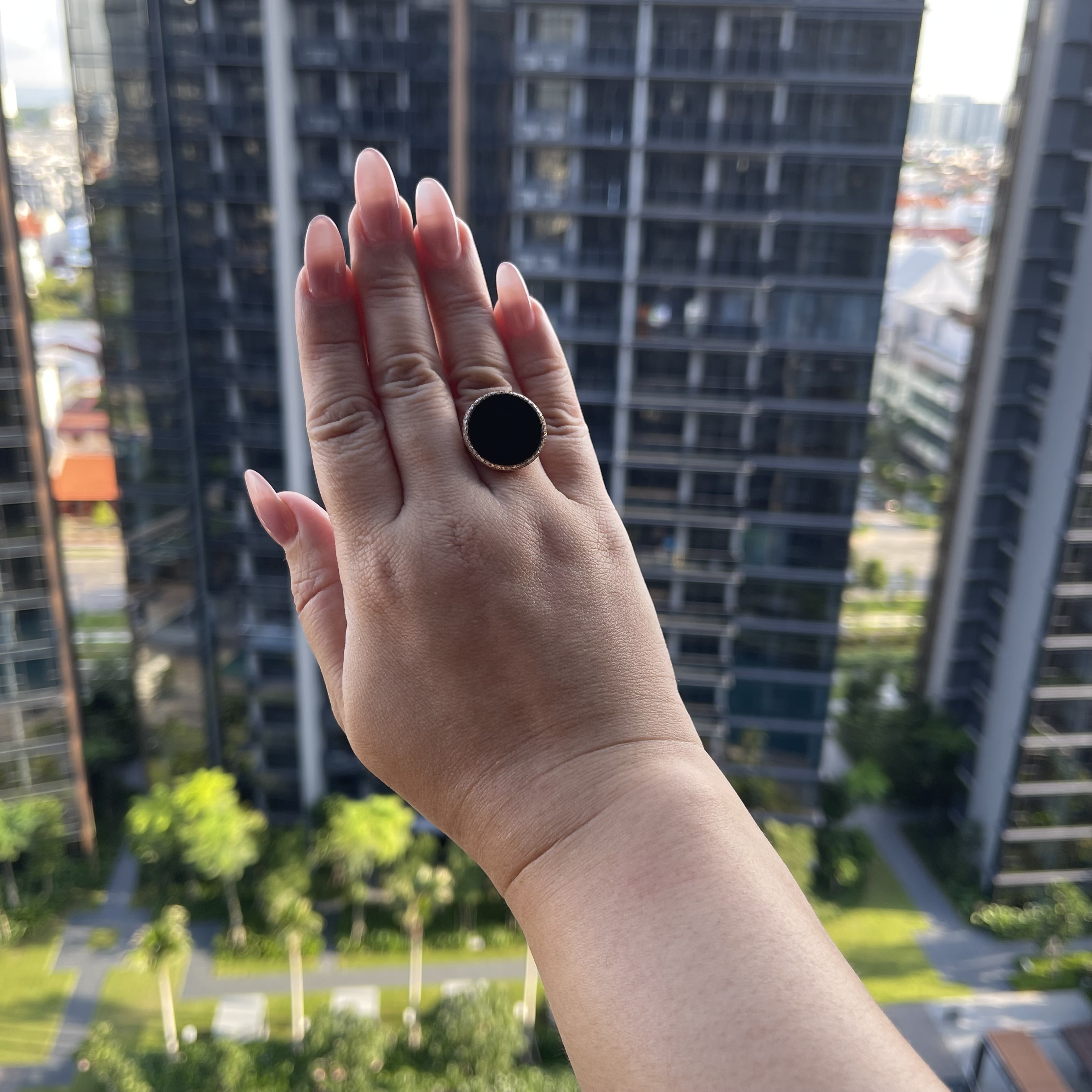 18K Rose Gold Omphacite Round Ring (PJA00080)