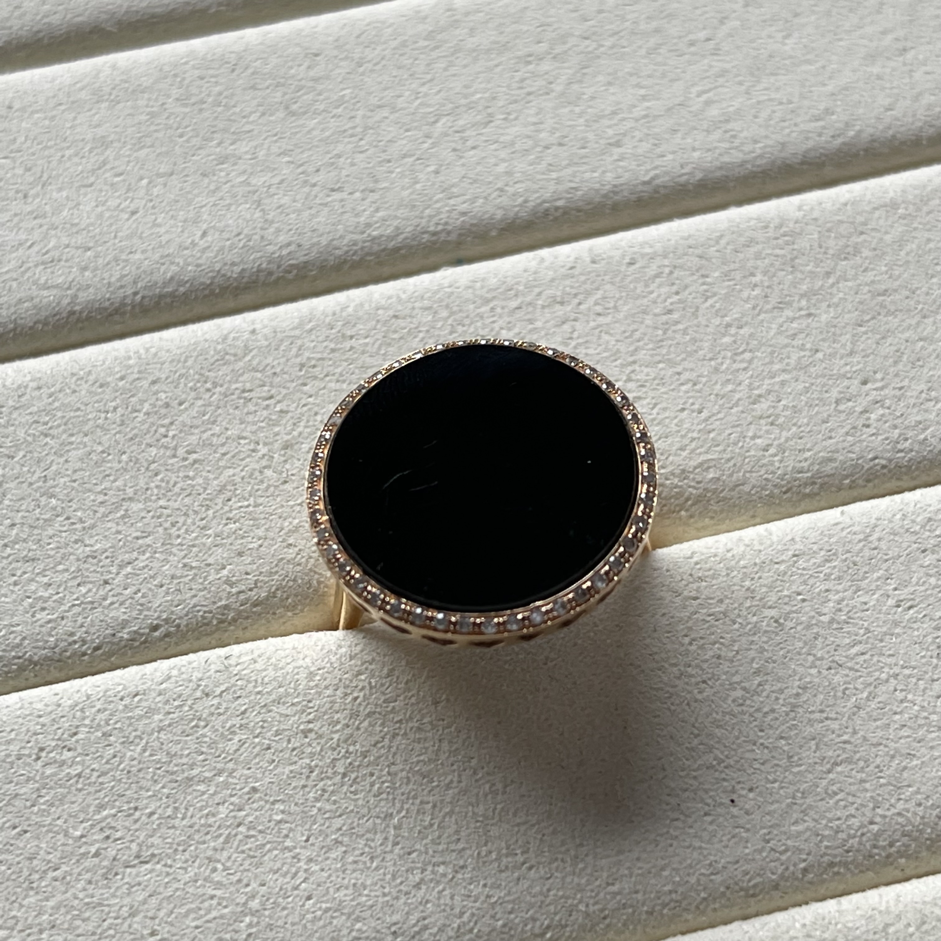18K Rose Gold Omphacite Round Ring (PJA00080)