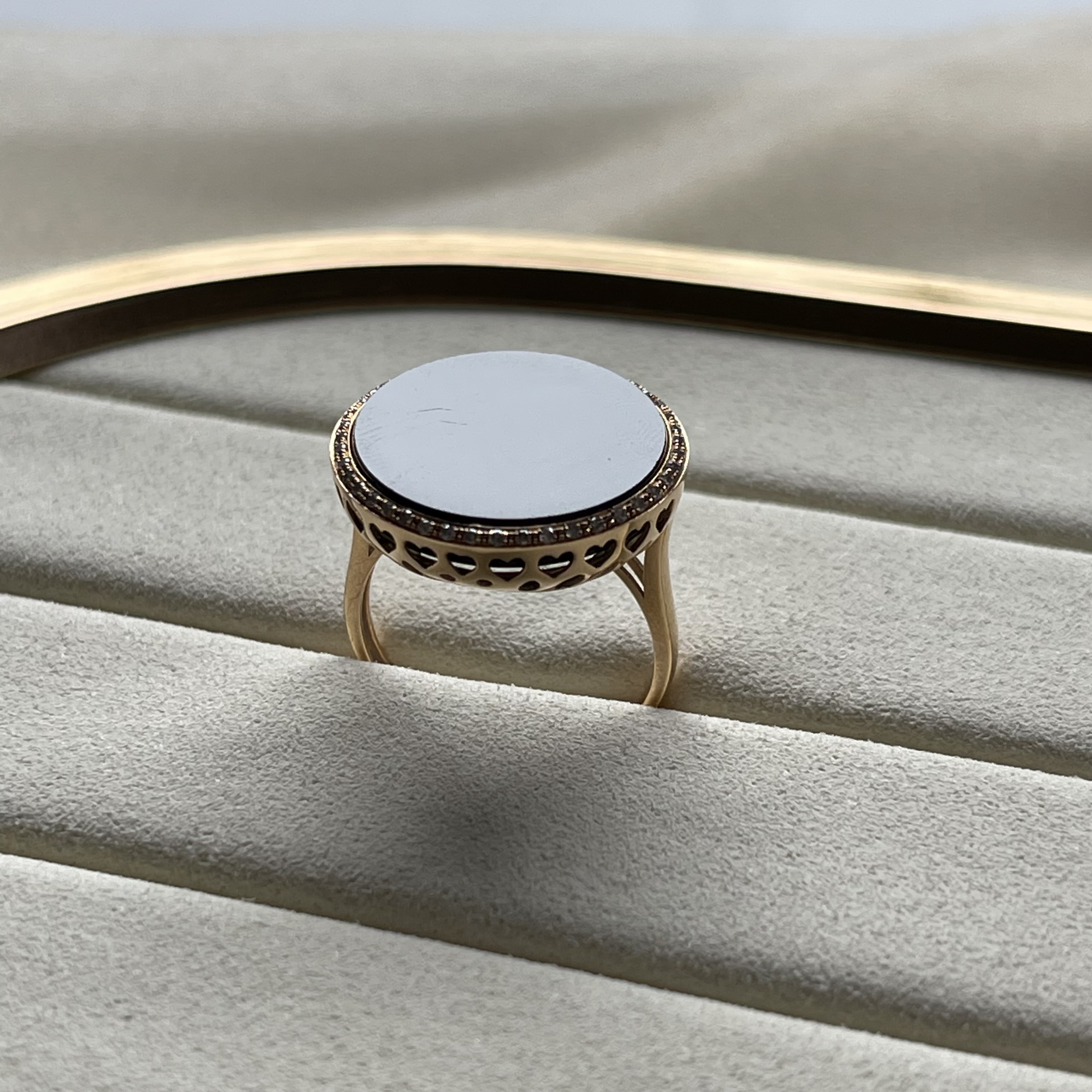 18K Rose Gold Omphacite Round Ring (PJA00080)
