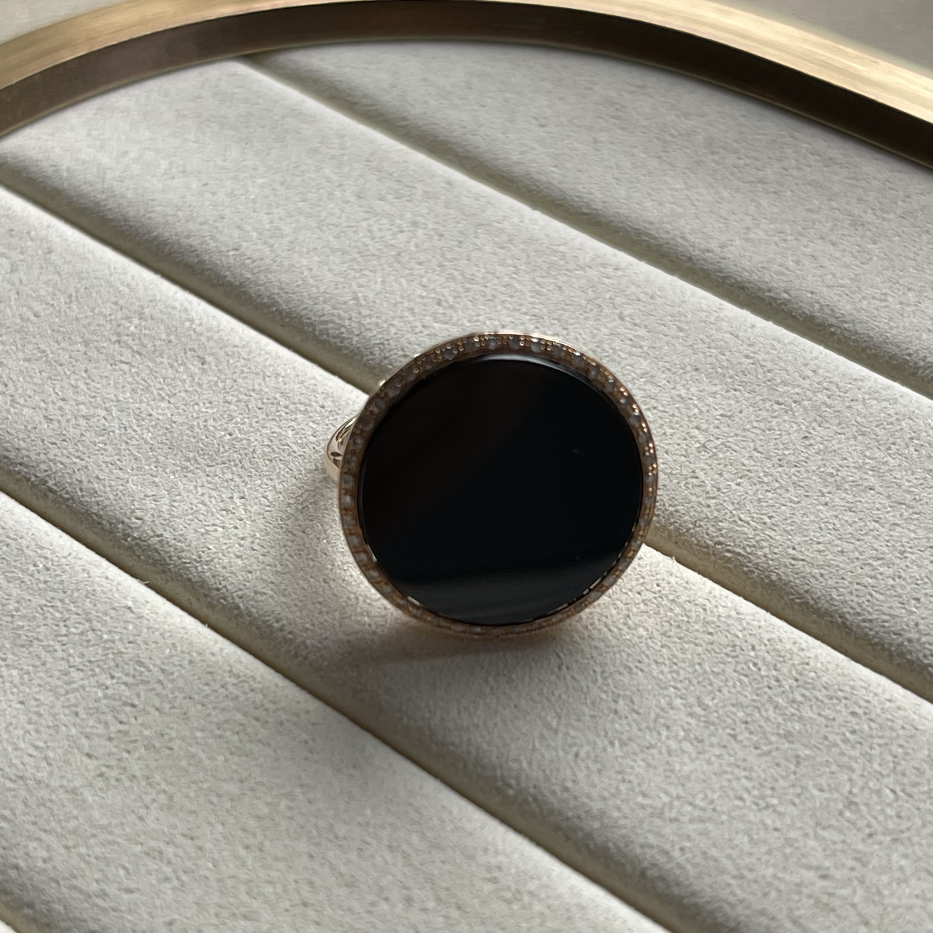 18K Rose Gold Omphacite Round Ring (PJA00080)