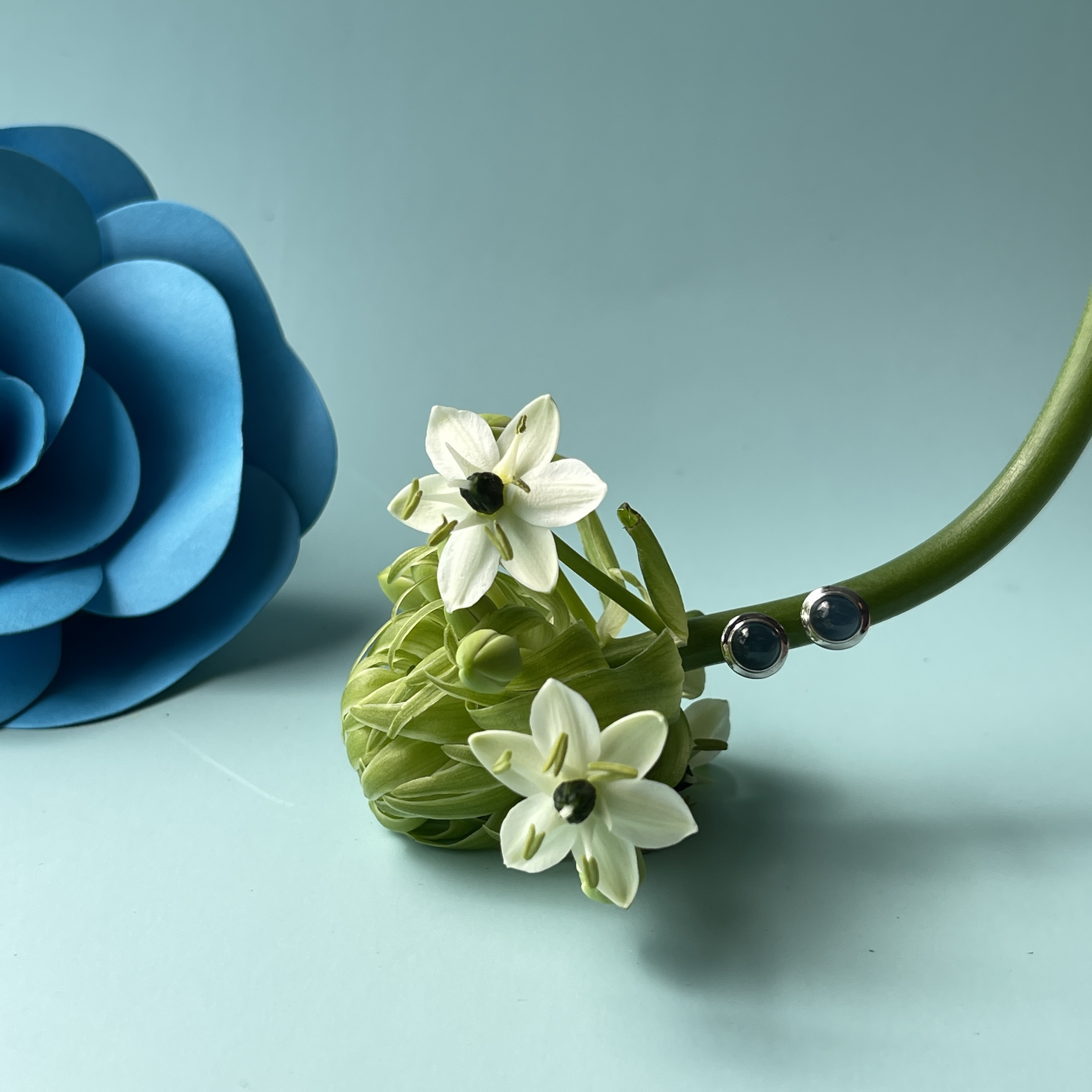 Vivid Blue Jade Cabochon Studs (PJA00265) 