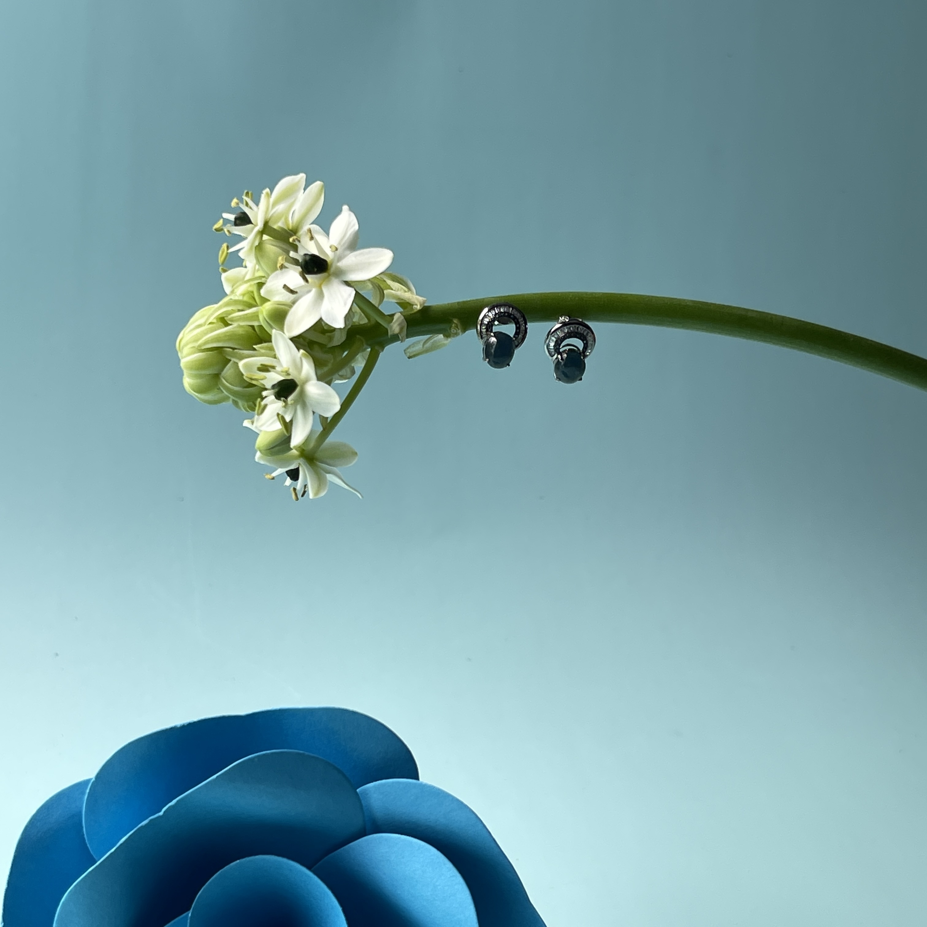 Vivid Blue Jade Cabochon Studs (PJA00266) 