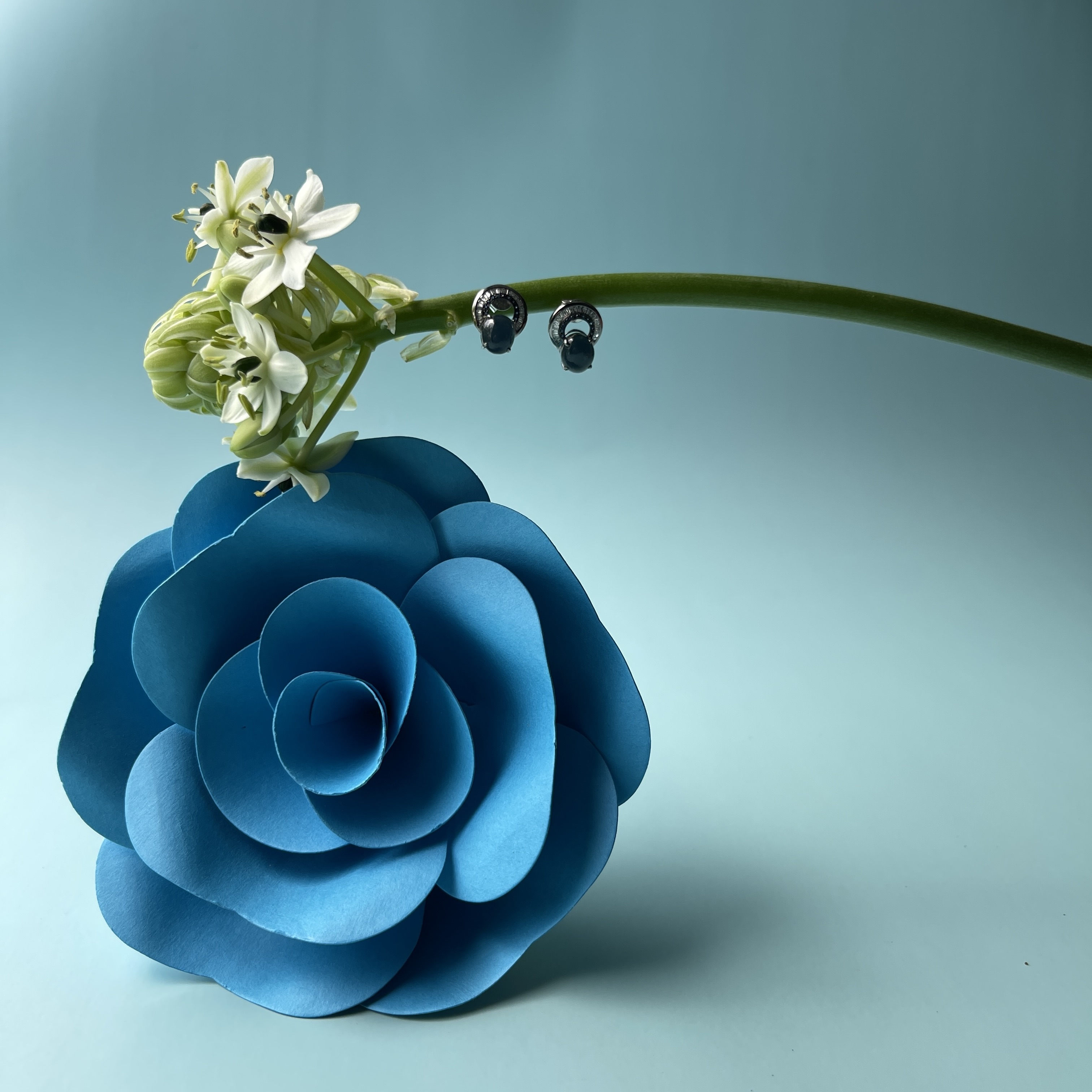 Vivid Blue Jade Cabochon Studs (PJA00266) 