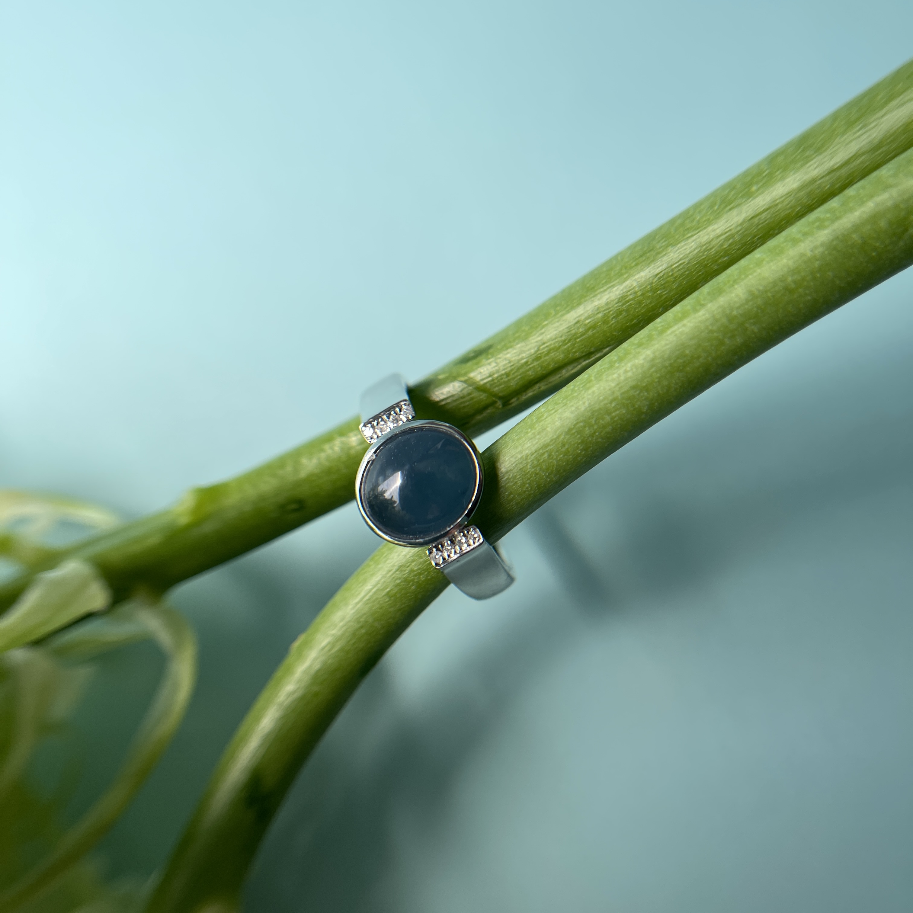 Vivid Blue Jade Cabochon Ring (PJA00269) 