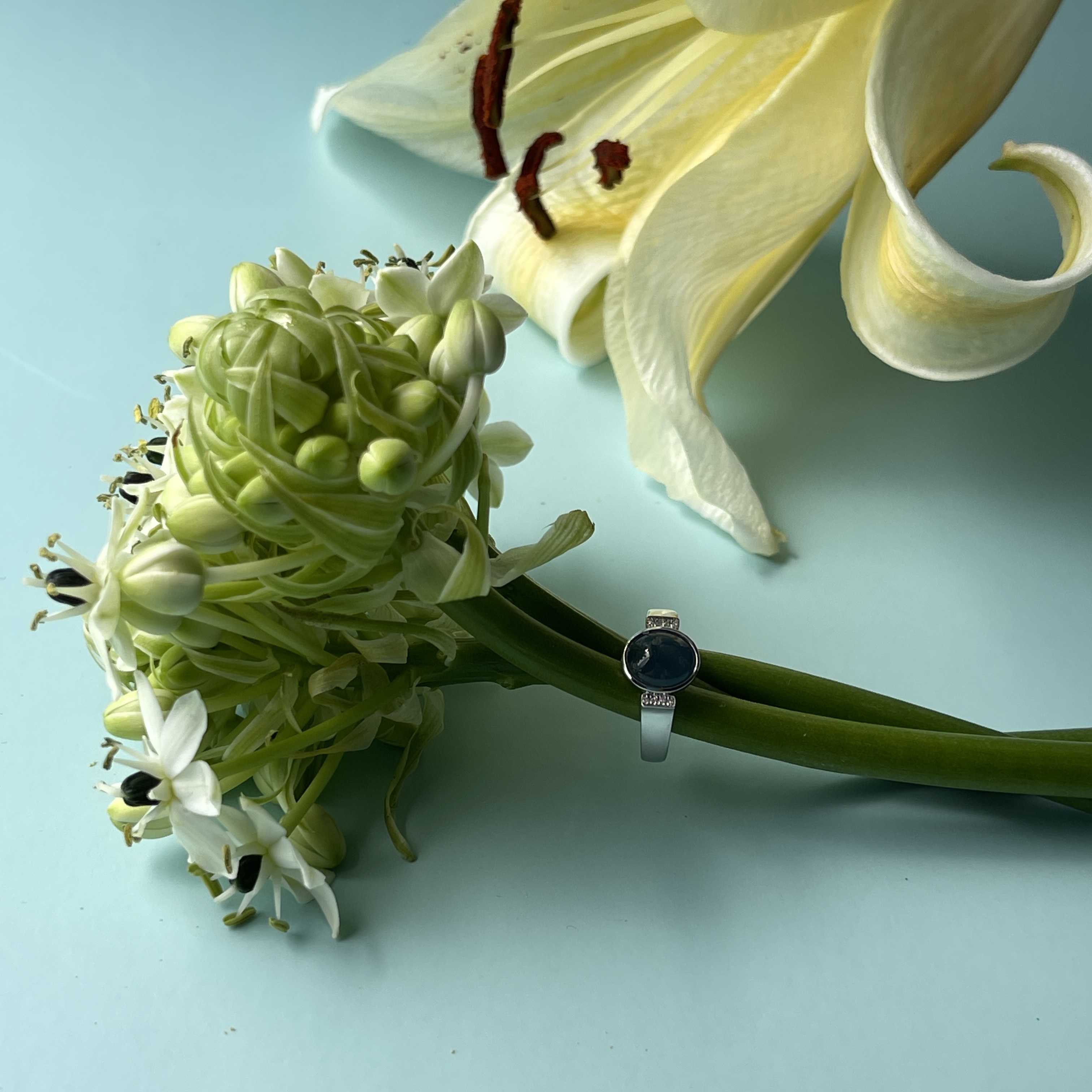 Vivid Blue Jade Cabochon Ring (PJA00269) 