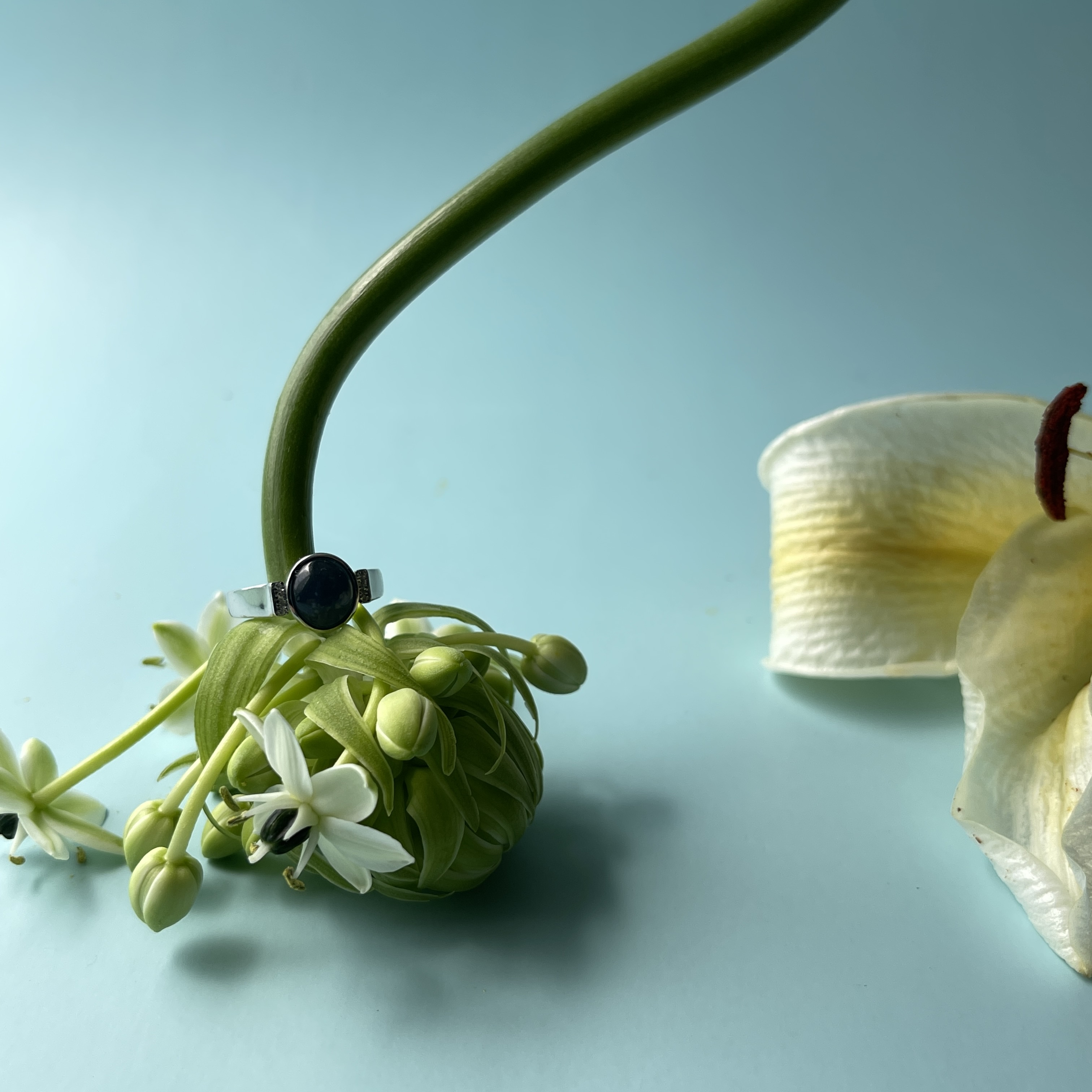 Vivid Blue Jade Cabochon Ring (PJA00269) 