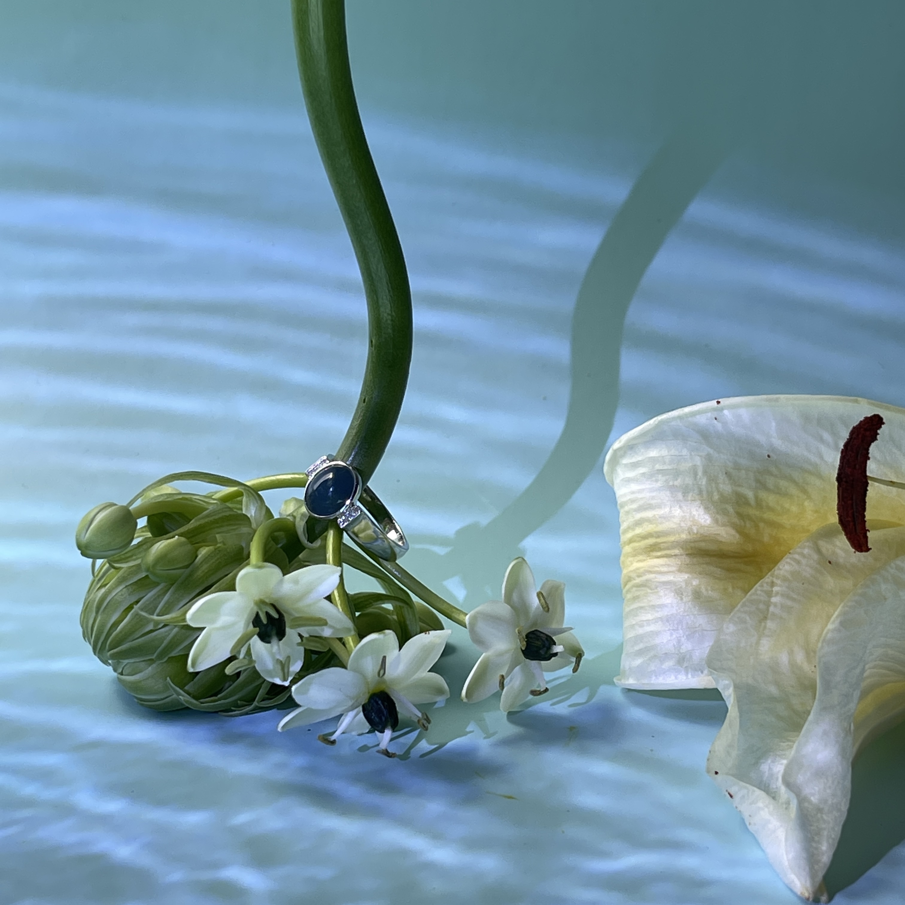 Vivid Blue Jade Cabochon Ring (PJA00269) 